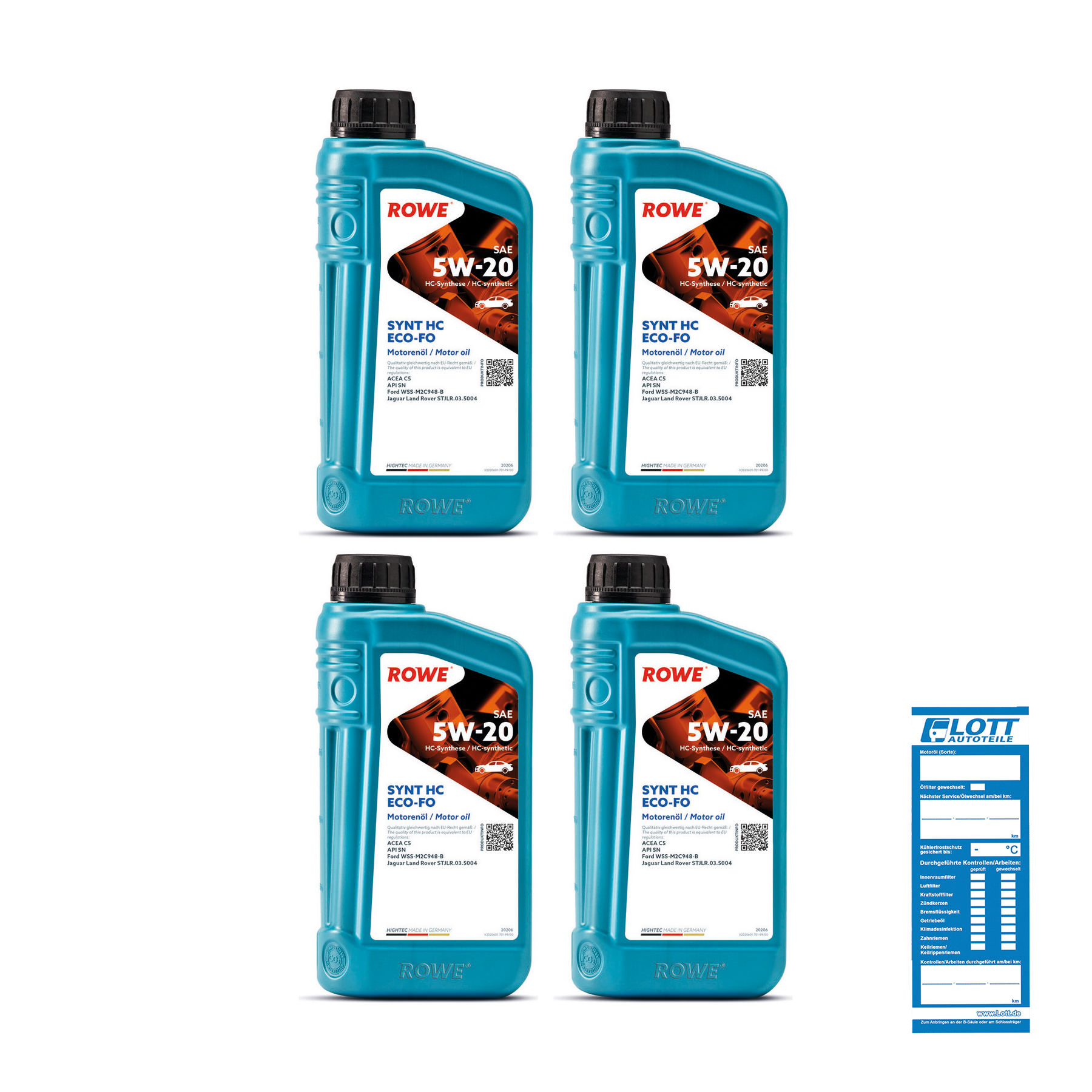4x 1L ROWE Motoröl HIGHTEC SYNT HC ECO-FO SAE 5W-20 20206-0010-99
