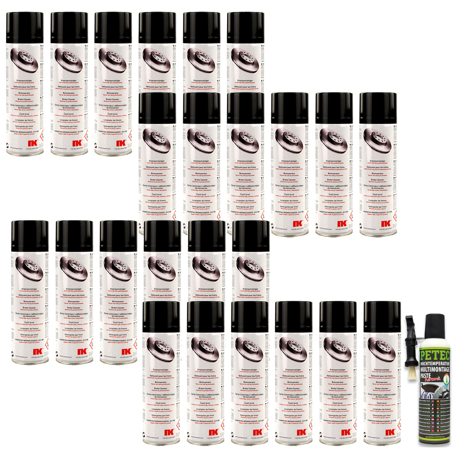 24x 500ml NK Bremsenreiniger Teilereiniger Spray + Petec Multimontagepaste 200ml
