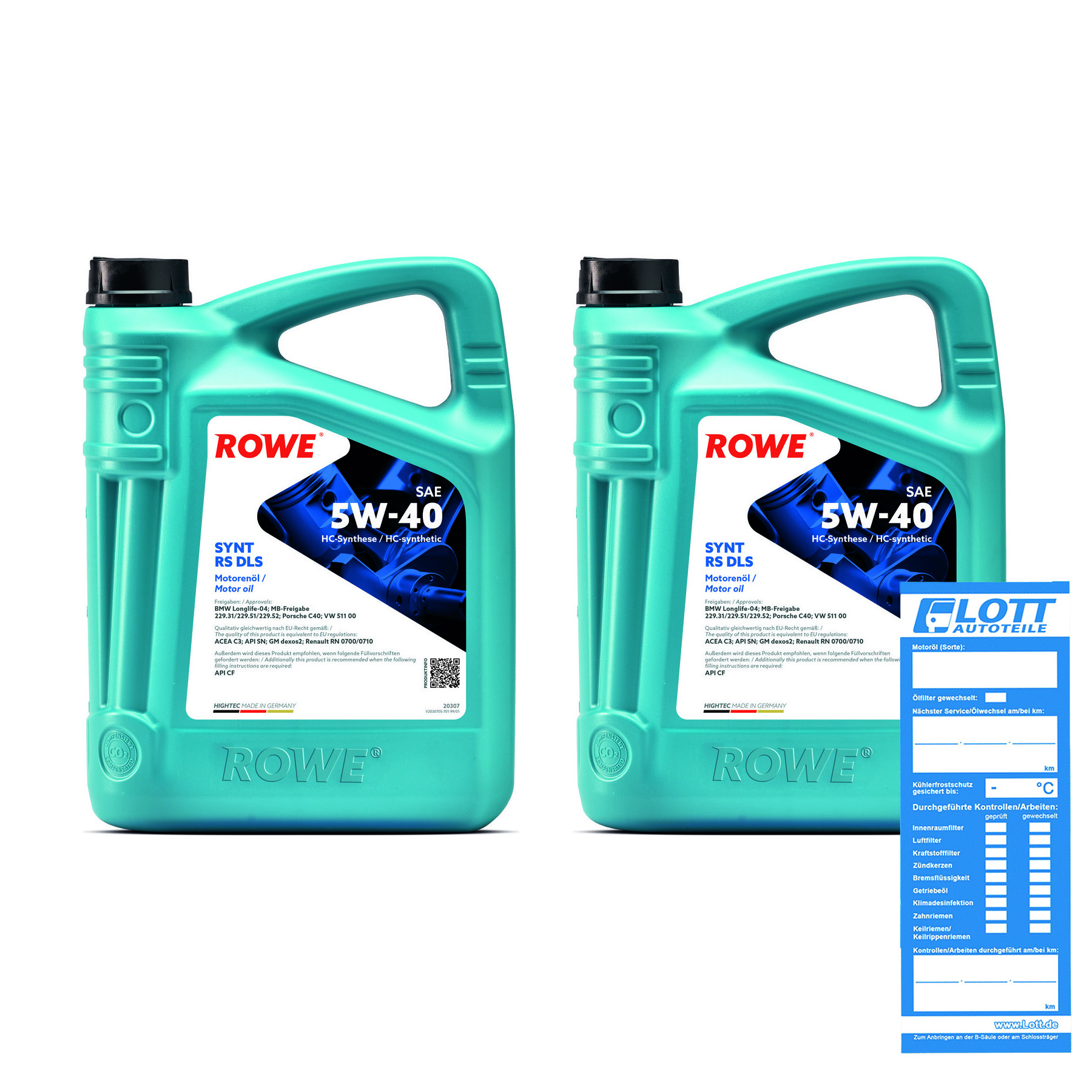 2x 5L ROWE Motoröl HIGHTEC SYNT RS DLS SAE 5W-40 20307-0050-99