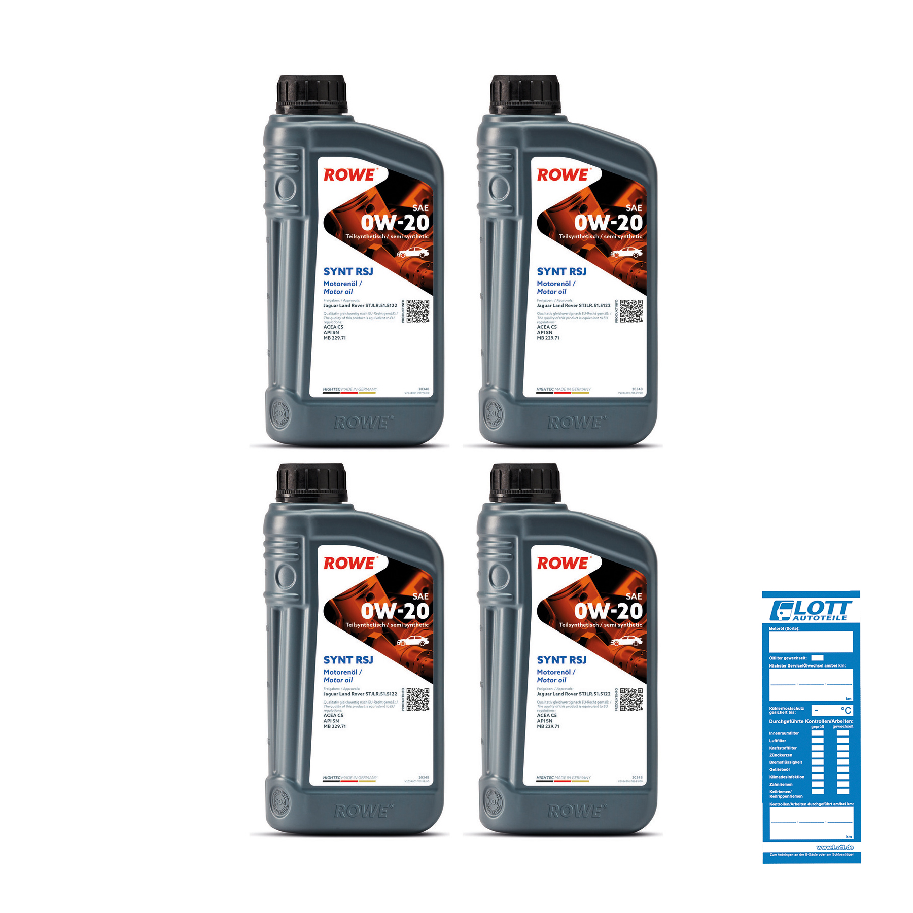 4x 1L ROWE Motoröl HIGHTEC SYNT RSJ SAE 0W-20 20348-0010-99
