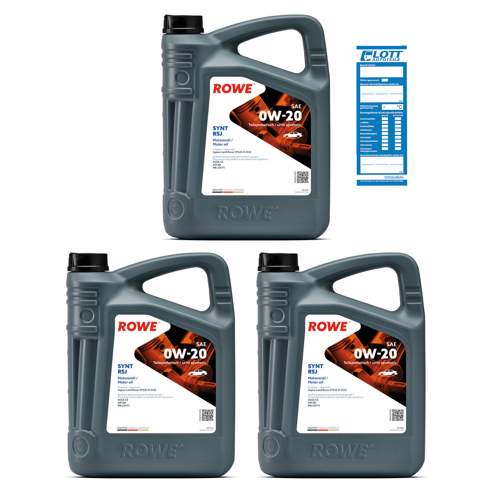 3x 5L ROWE Motoröl HIGHTEC SYNT RSJ SAE 0W-20 20348-0050-99