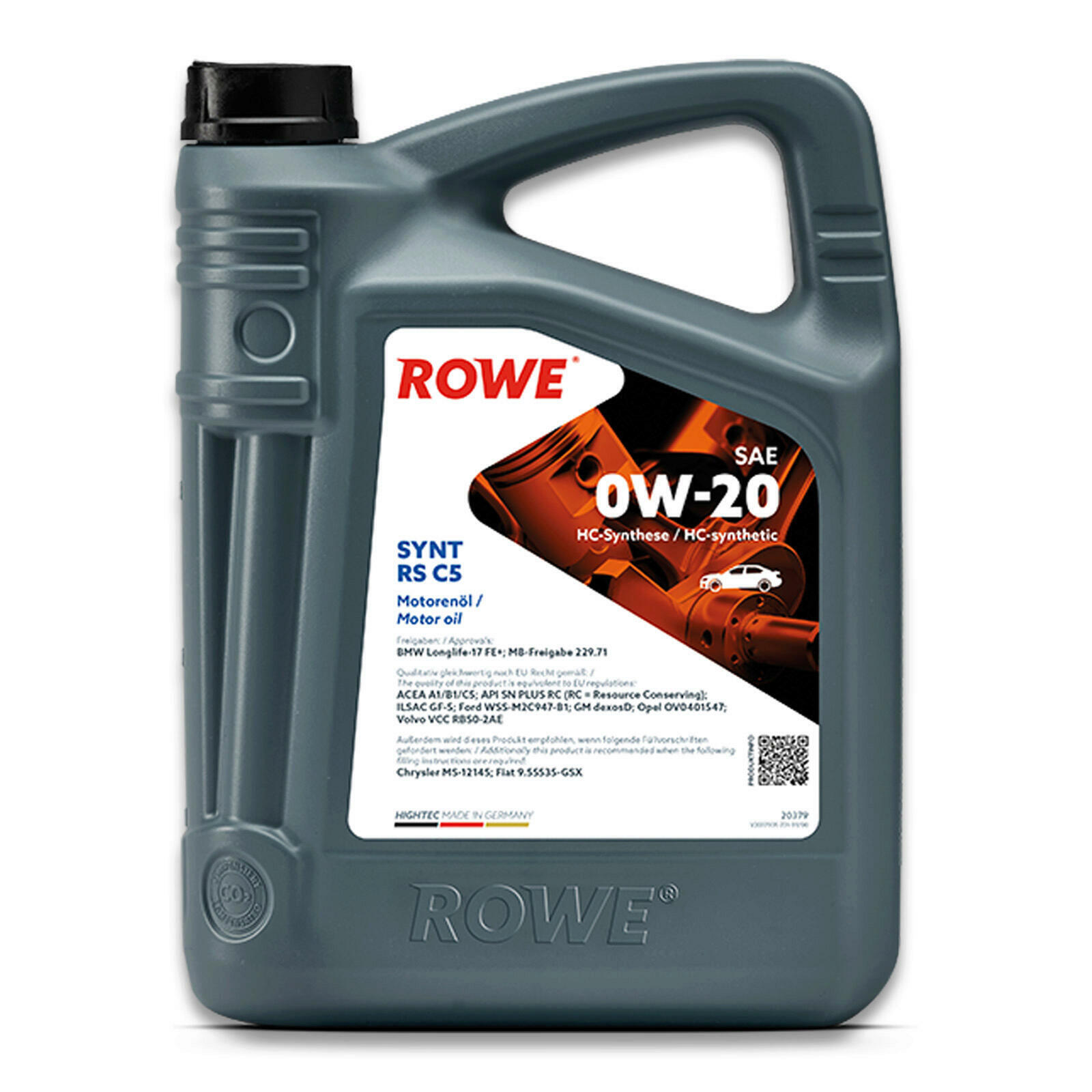6L ROWE HIGHTEC SYNT RS C5 SAE 0W-20 Motoröl BMW Longlife-17 FE+ MB 229....