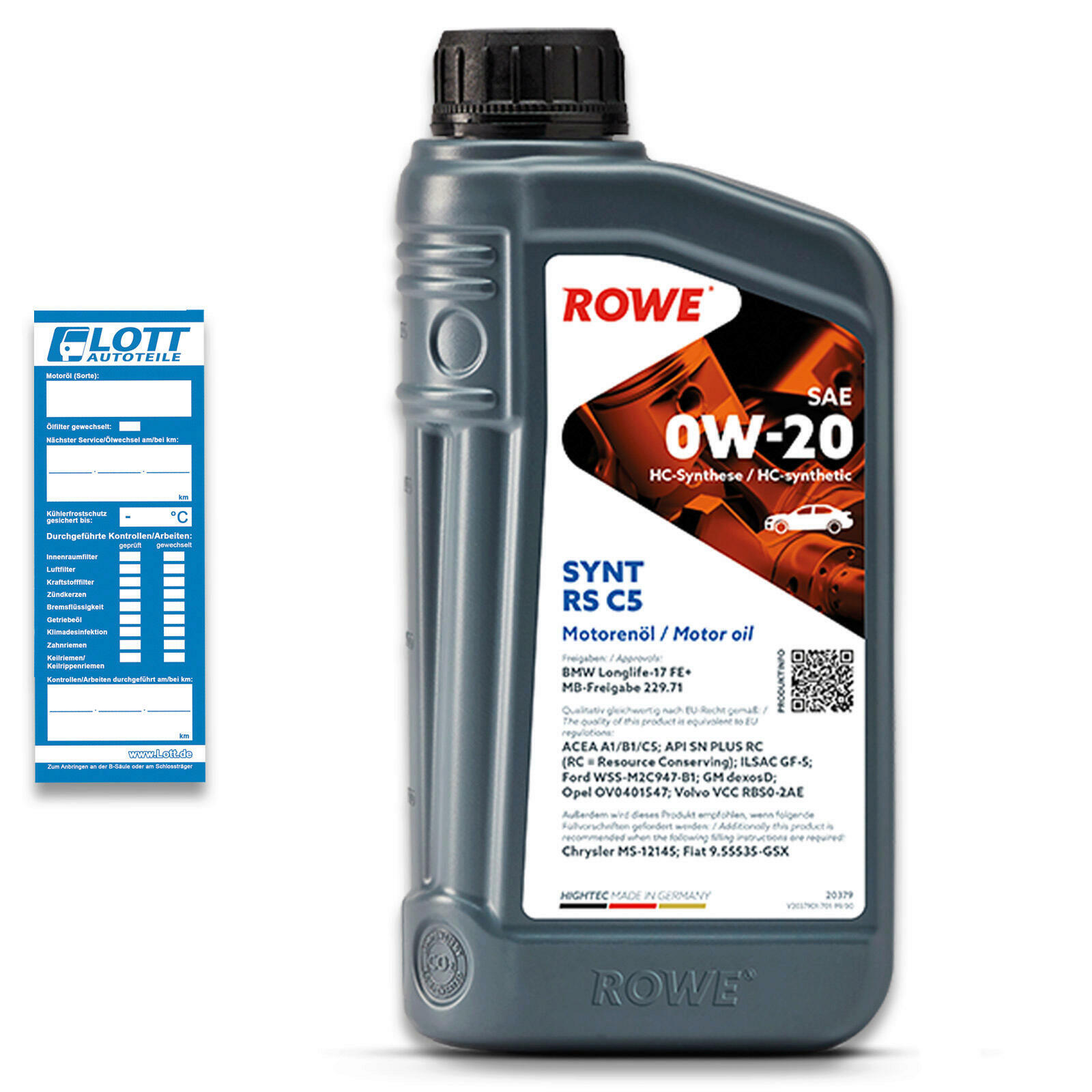 6L ROWE HIGHTEC SYNT RS C5 SAE 0W-20 Motoröl BMW Longlife-17 FE+ MB 229....