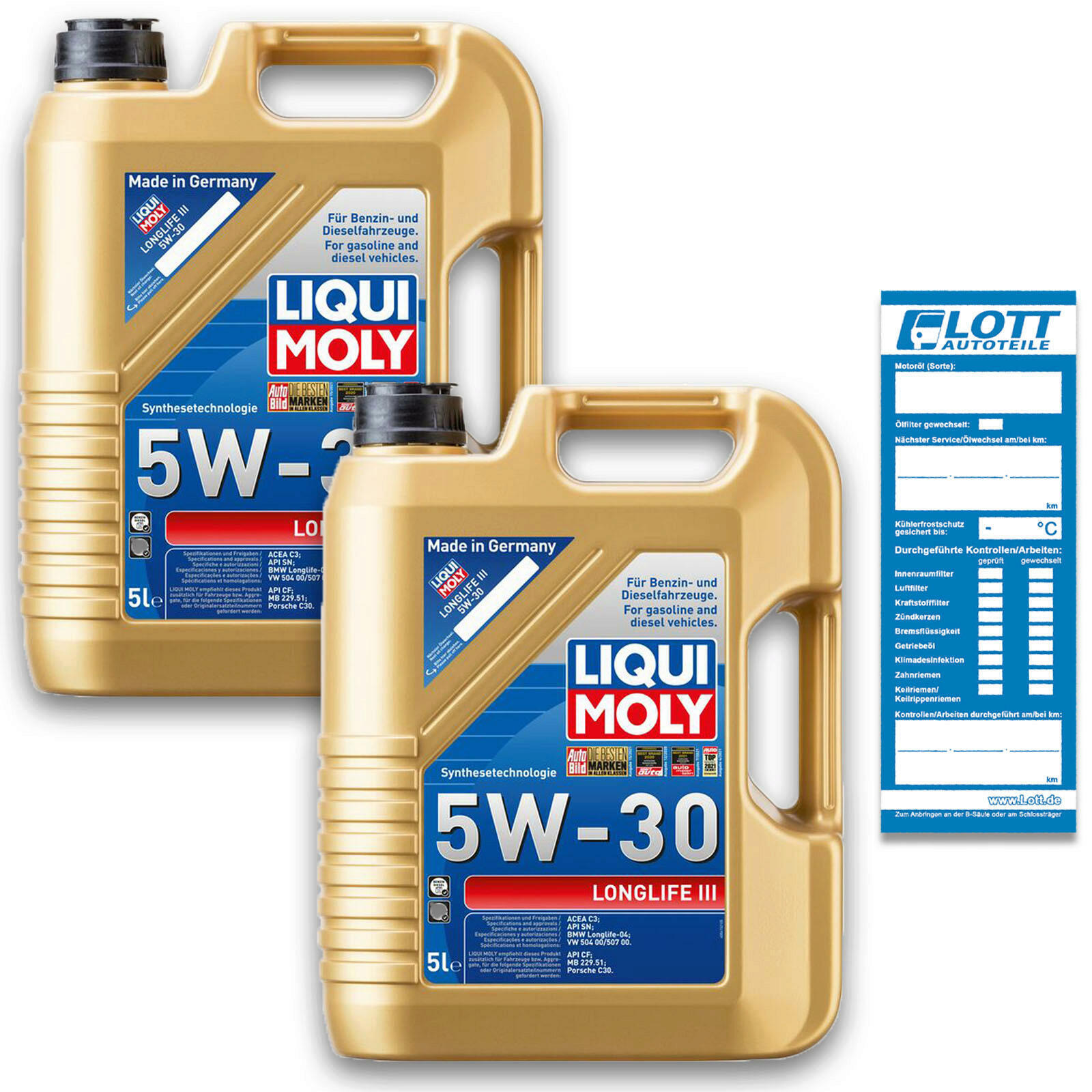 2x 5 Liter Liqui Moly Motorenöl Longlife III Motoröl 10 L Ö Oe...