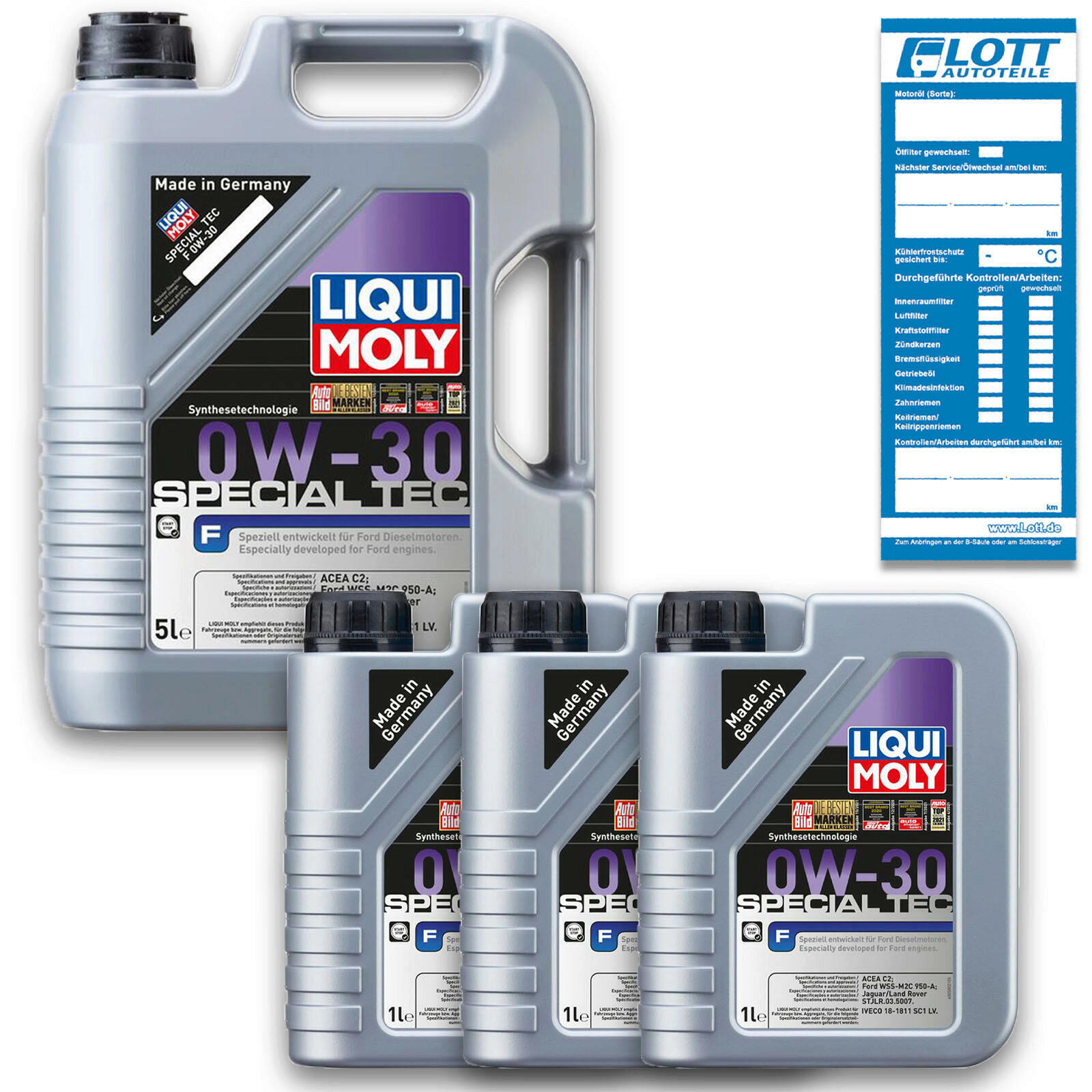 8 Liter Liqui Moly 20723 Motorenöl Motoröl Special Tec F 0W-30 Oil 5 L + 3x 1 L
