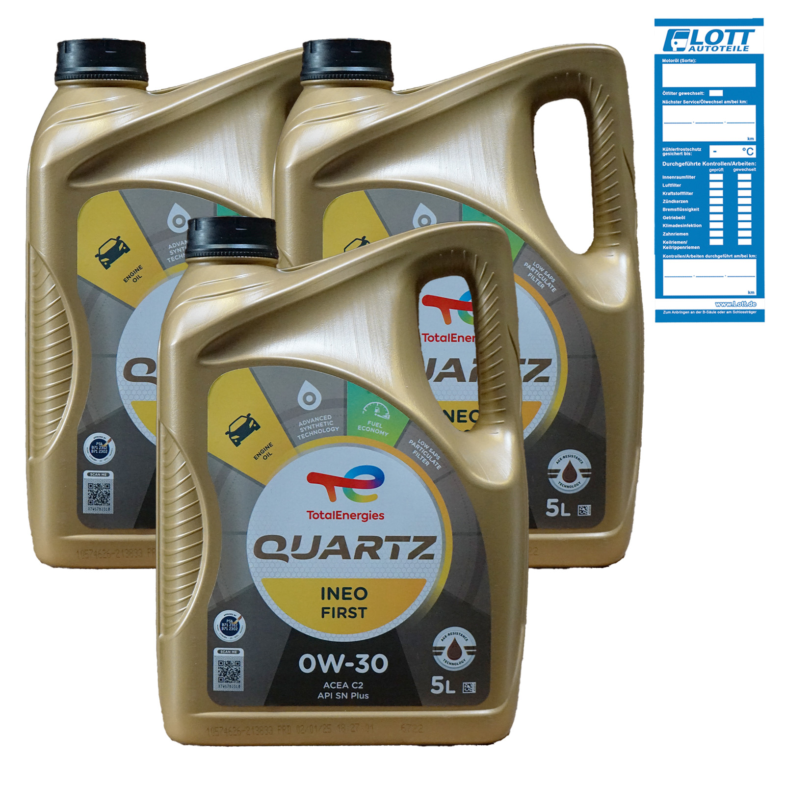 3x 5L QUARTZ INEO FIRST 0W-30 Motoröl ACEA C2 PSA B71 2312 B71 2302 FIAT 9.55535