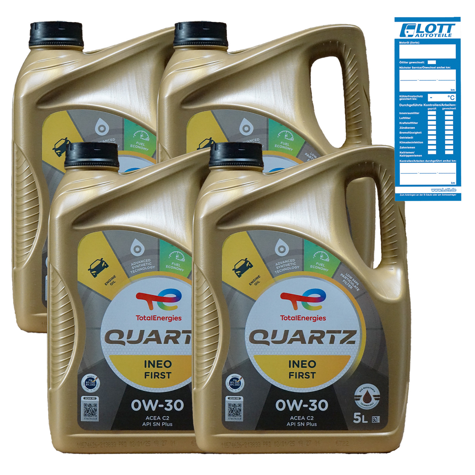 4x 5L QUARTZ INEO FIRST 0W-30 Motoröl ACEA C2 PSA B71 2312 B71 2302 FIAT...