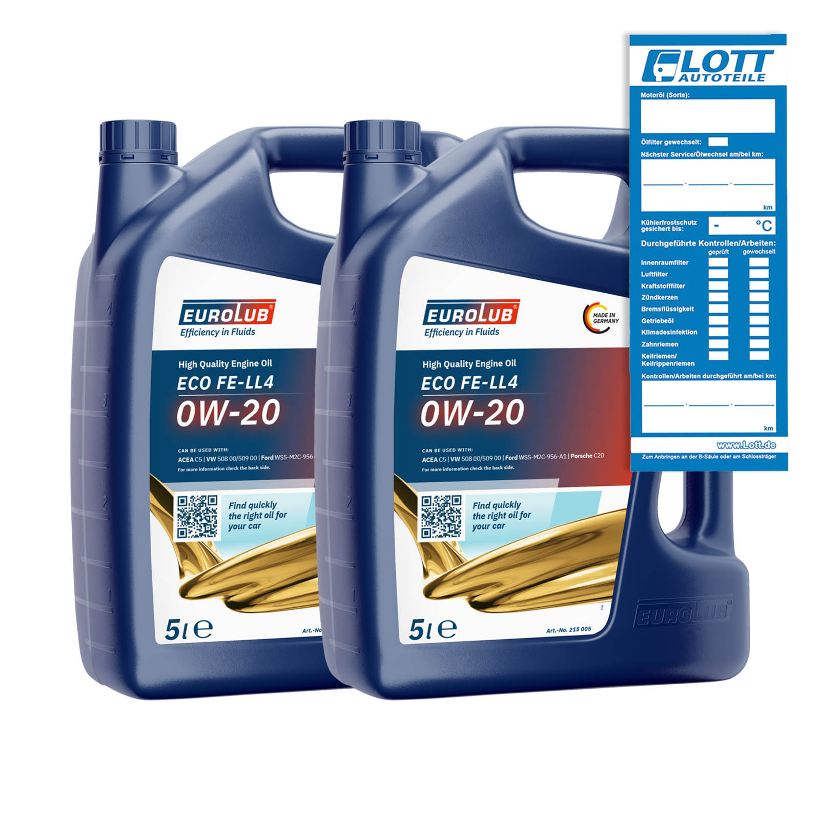 10L EUROLUB Motoröl ECO FE LL4 0W-20 Motor-Öl passend für Pors...