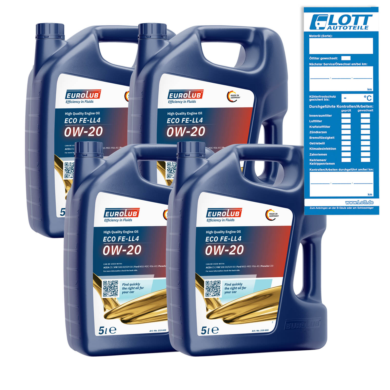 20L EUROLUB Motoröl ECO FE LL4 0W-20 Motor-Öl passend für Pors...