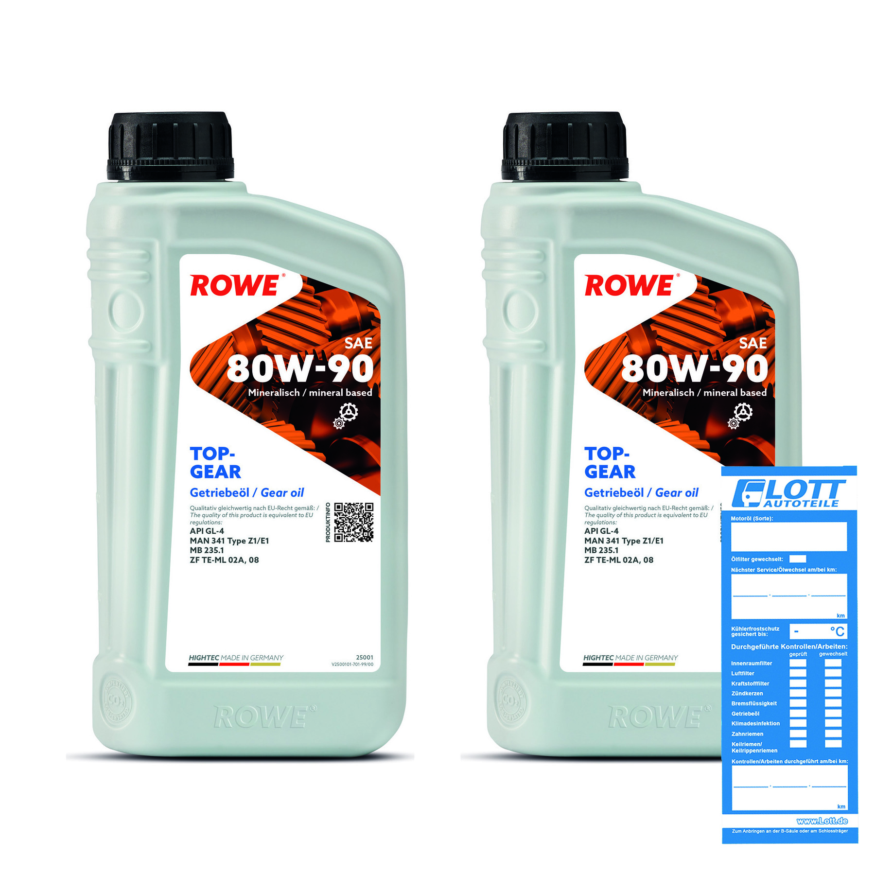 2x 1L ROWE Motoröl HIGHTEC TOPGEAR SAE 80W-90 25001-0010-99