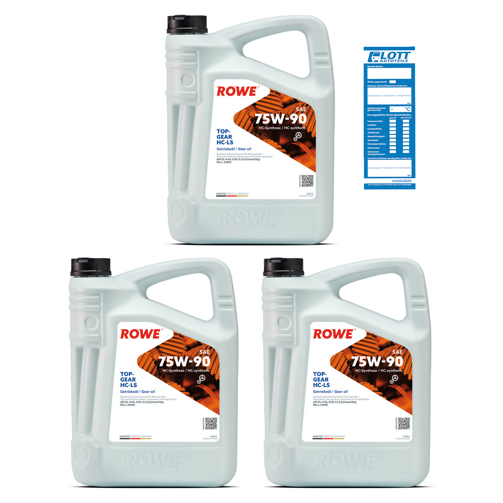 3x 5L ROWE Motoröl HIGHTEC TOPGEAR SAE 75W-90 HC-LS 25004-0050-99
