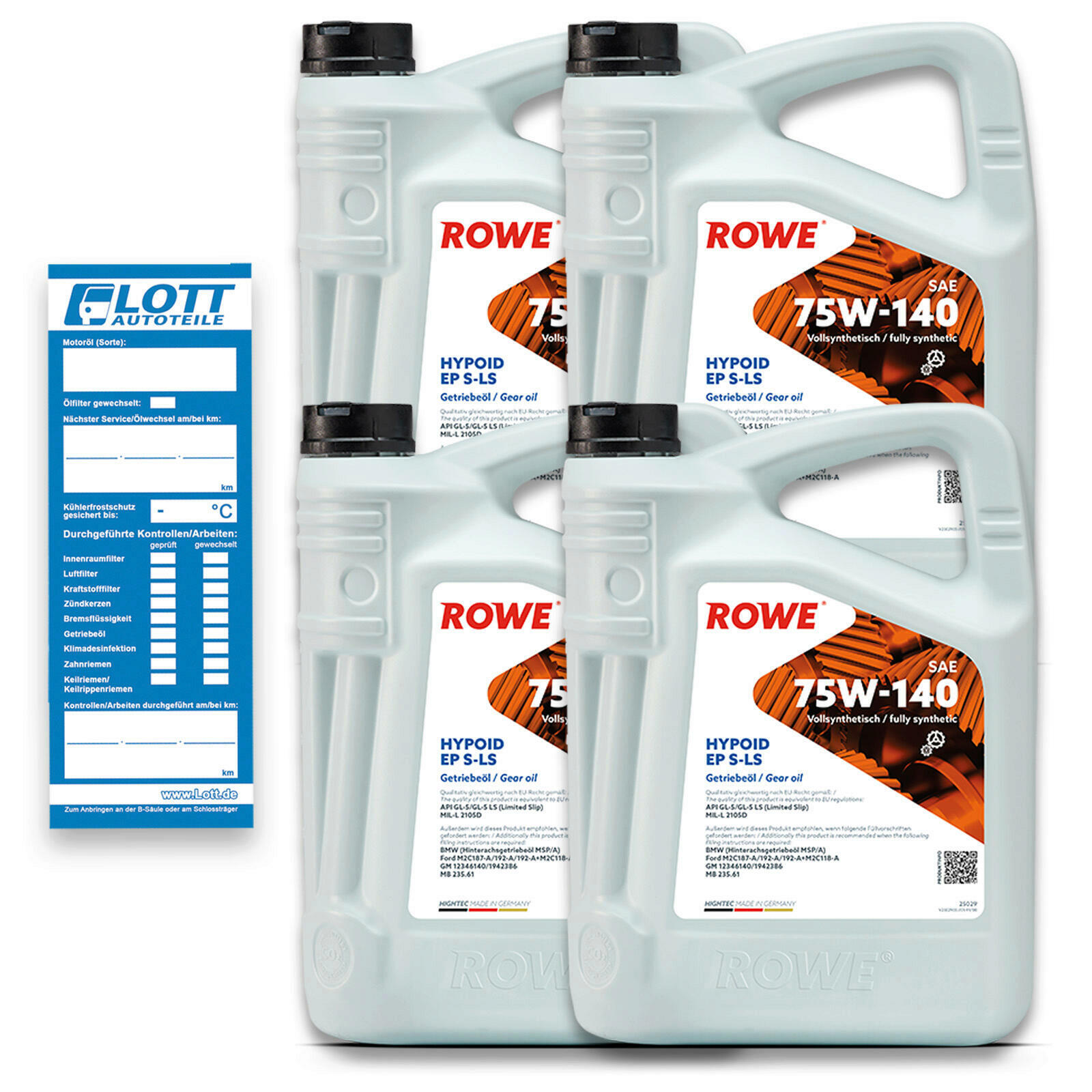 20L Rowe Hightec Hypoid EP 75W-140 Getriebeöl API GL-5 / GL-5 LS (Limited Slip)