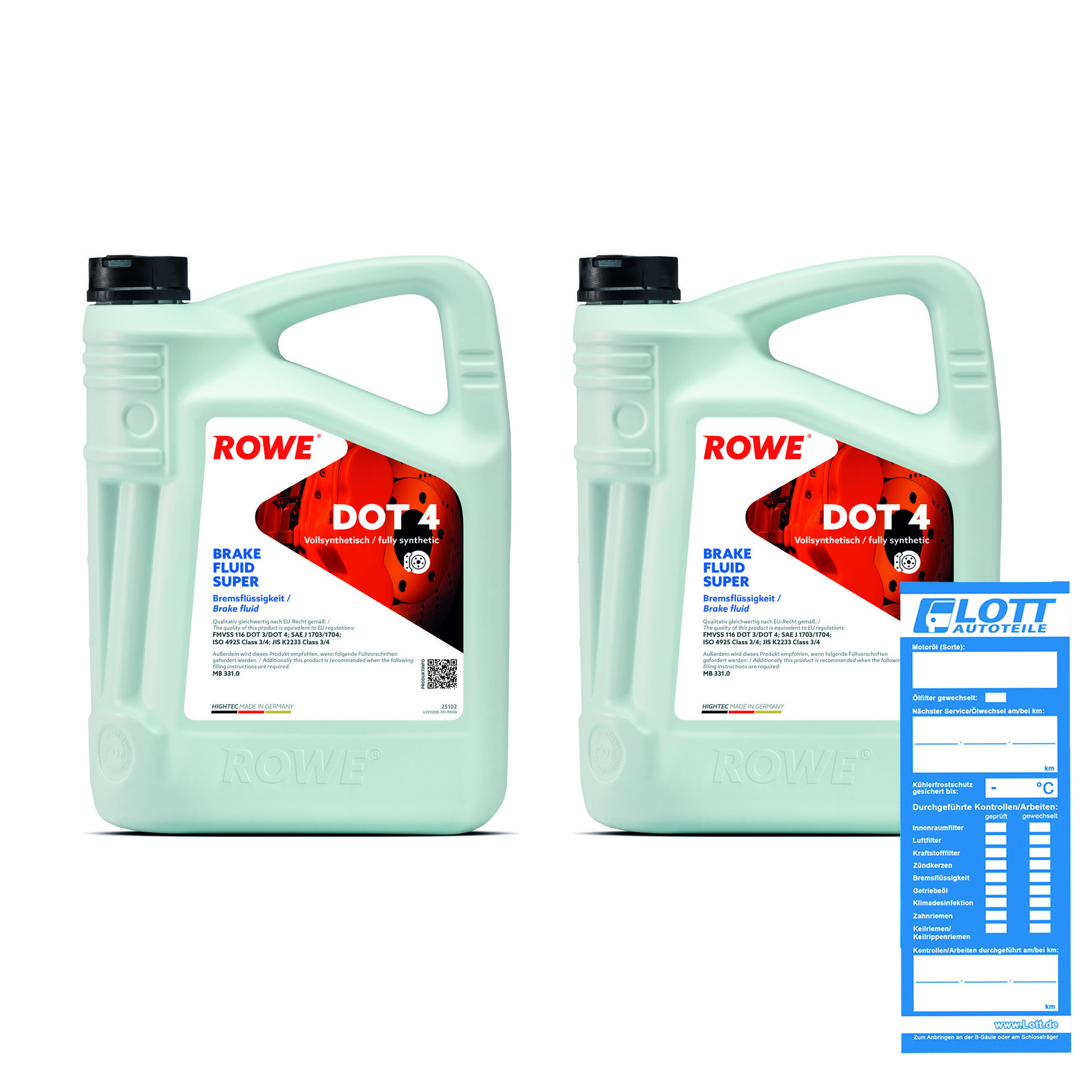 2x 5L ROWE Bremsflüssigkeit HIGHTEC BRAKE FLUID SUPER DOT 4 25102-0050-99
