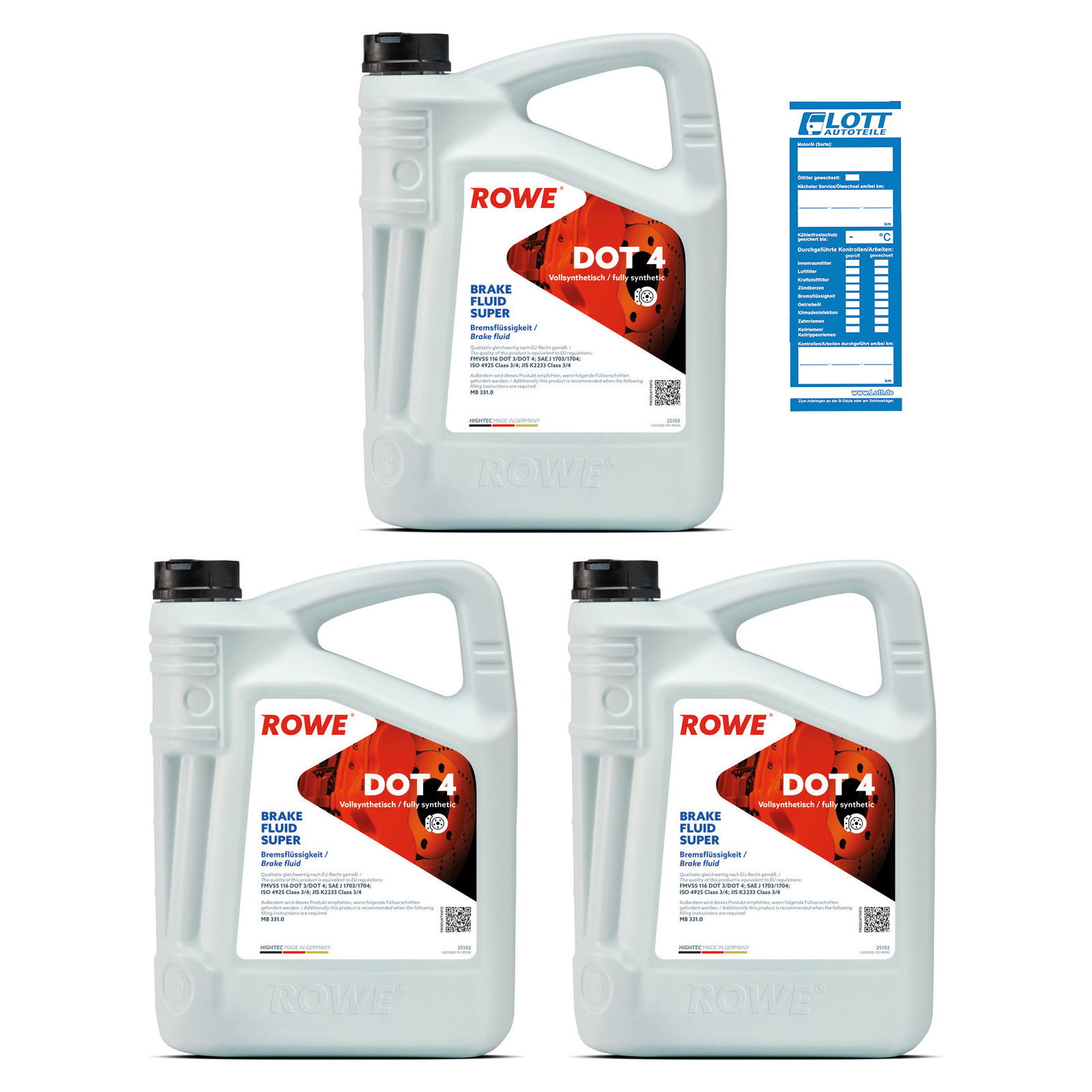 3x 5L ROWE Bremsflüssigkeit HIGHTEC BRAKE FLUID SUPER DOT 4 25102-0050-99