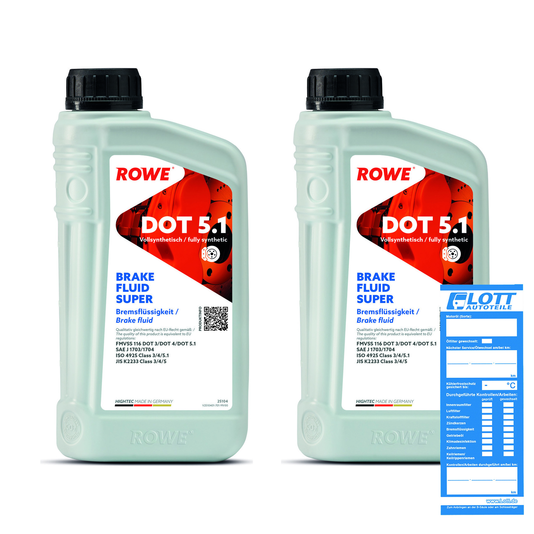 2x 1L ROWE Bremsflüssigkeit HIGHTEC BRAKE FLUID SUPER DOT 5.1 25104-0010-99