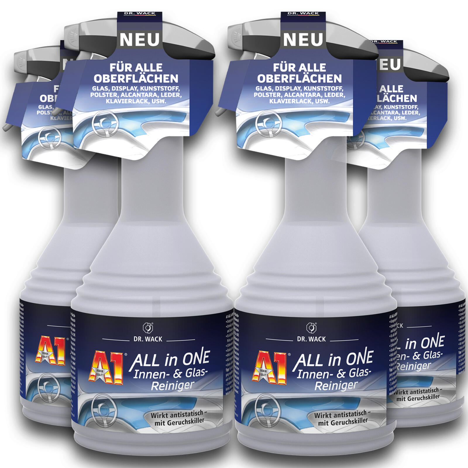 4x Dr.Wack A1 ALL in ONE Innen- & Glasreiniger 500ml - passend für ALLE Oberflächen