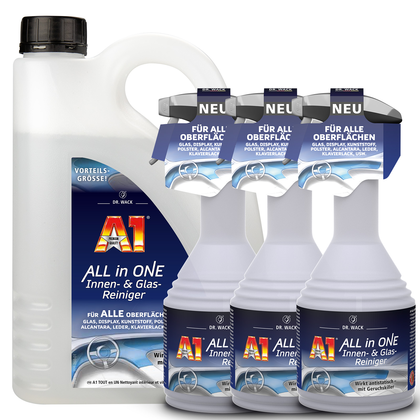 2L Dr. Wack A1 All in ONE Innen- & Glasreiniger +3x 500ml A1 All in ONE Reiniger