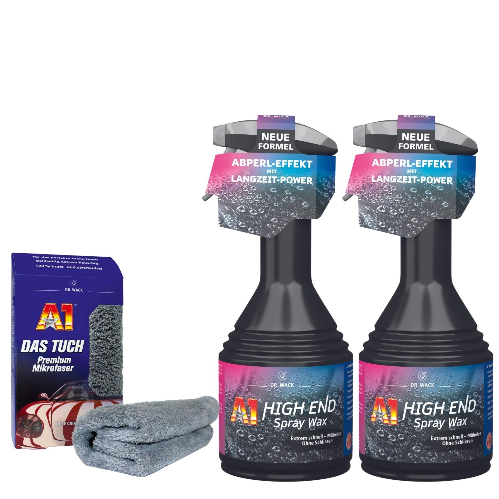 2x Dr.Wack A1 High End Spray Wax 500ml Sprühwachs Versiegelung + A1 Das Tuch