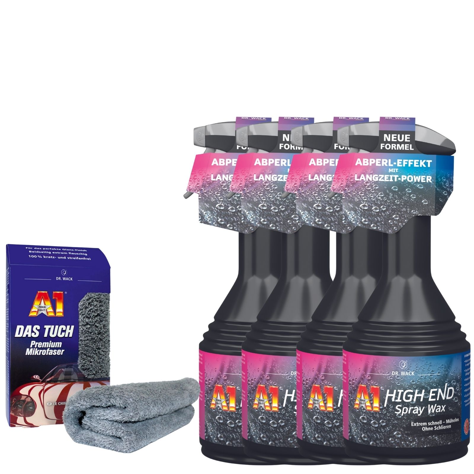 4x Dr.Wack A1 High End Spray Wax 500ml Sprühwachs Versiegelung + A1 Das Tuch