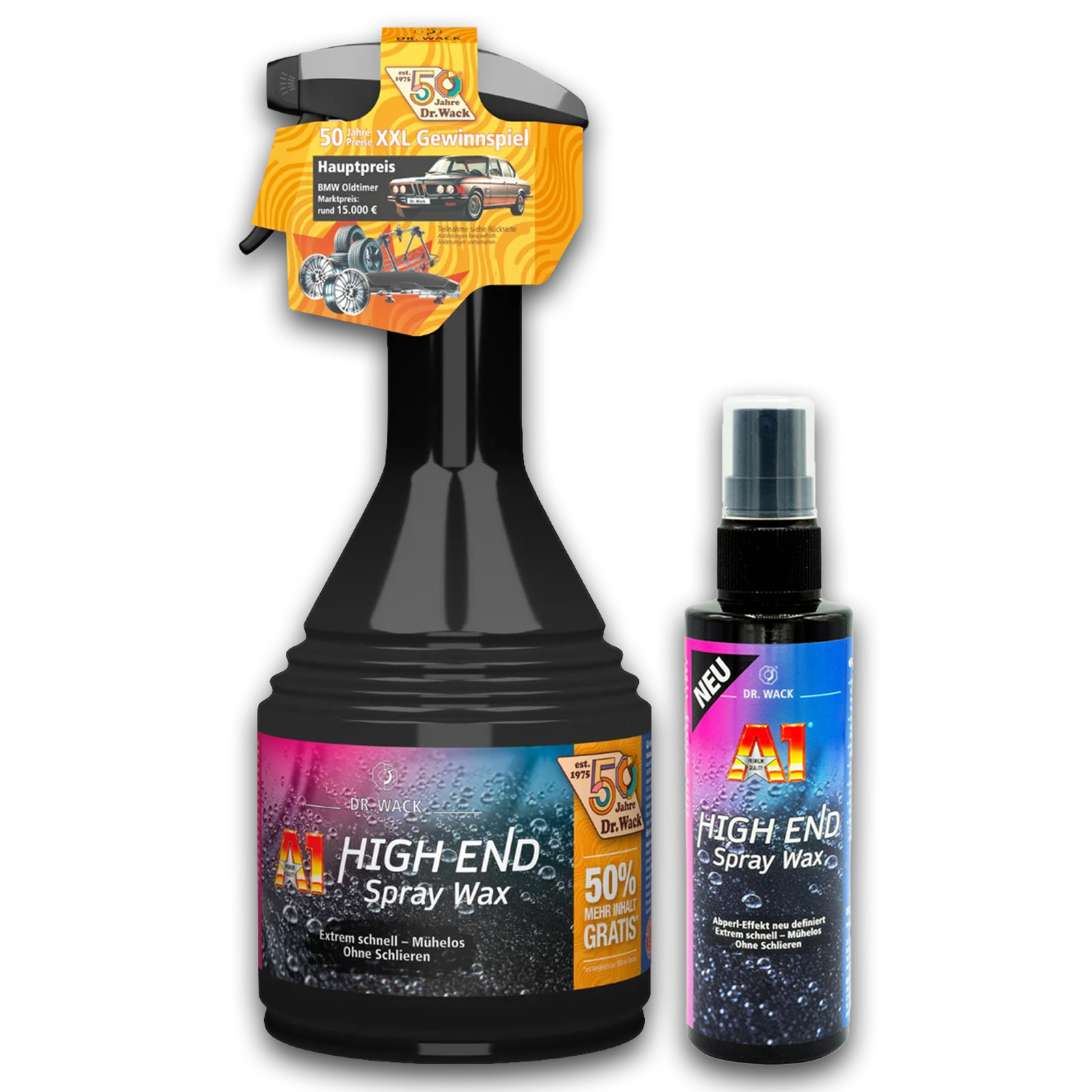 Dr.Wack A1 HIGH END Spray Wax mit Abperl-Effekt Lackpflege 750ml + 100ml GRATIS
