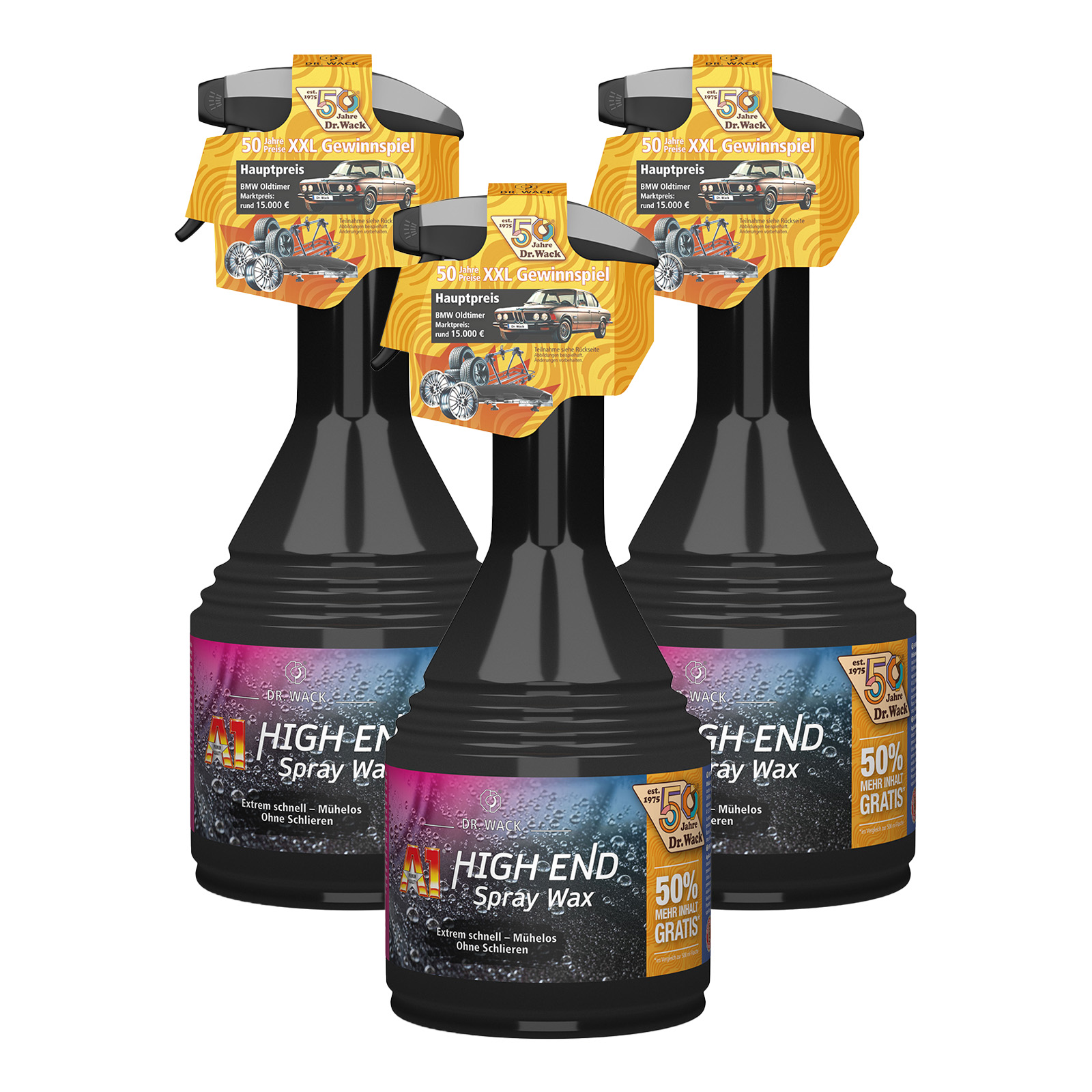 3x 750ml Dr. Wack A1 HIGH END Spray Wax 2682 Abperl-Effekt Limited Edition 2025