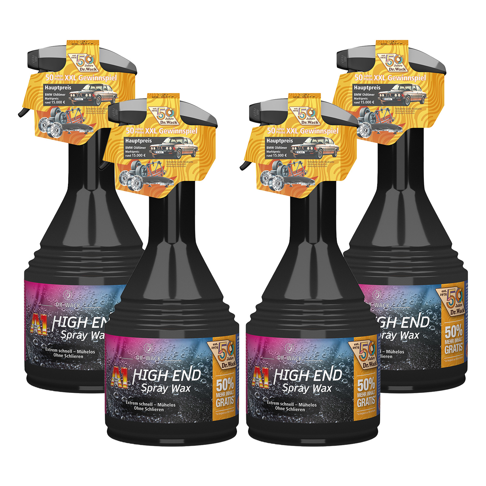 4x 750ml Dr. Wack A1 HIGH END Spray Wax 2682 Abperl-Effekt Limited Edition 2025