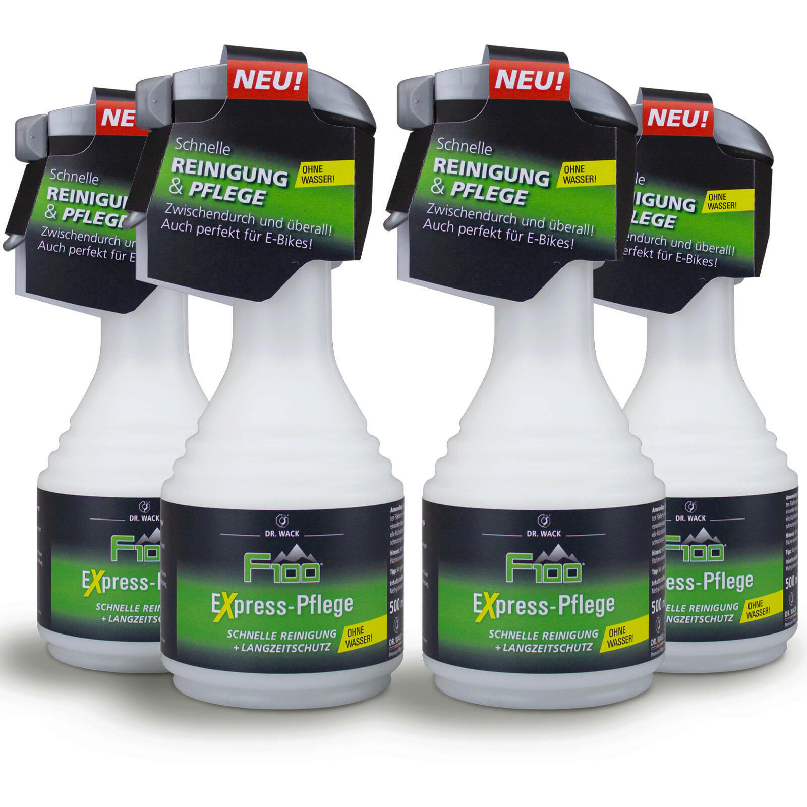 4x Dr.Wack Fahrrad E-Bike Expresspflege Reiniger Wasserlos Schonend Schutz 500ml
