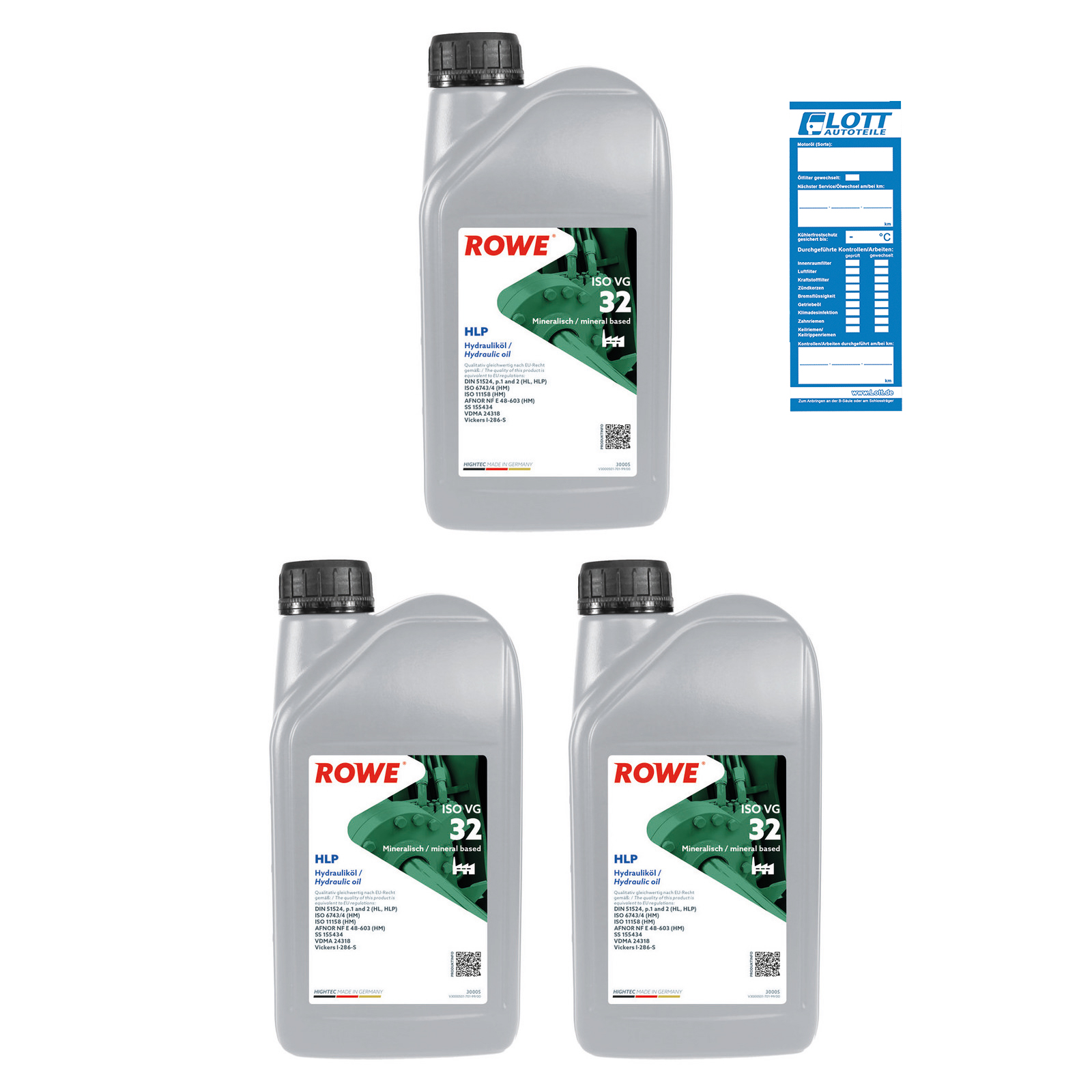3x 1L ROWE Motoröl HIGHTEC HLP 32 30005-0010-99