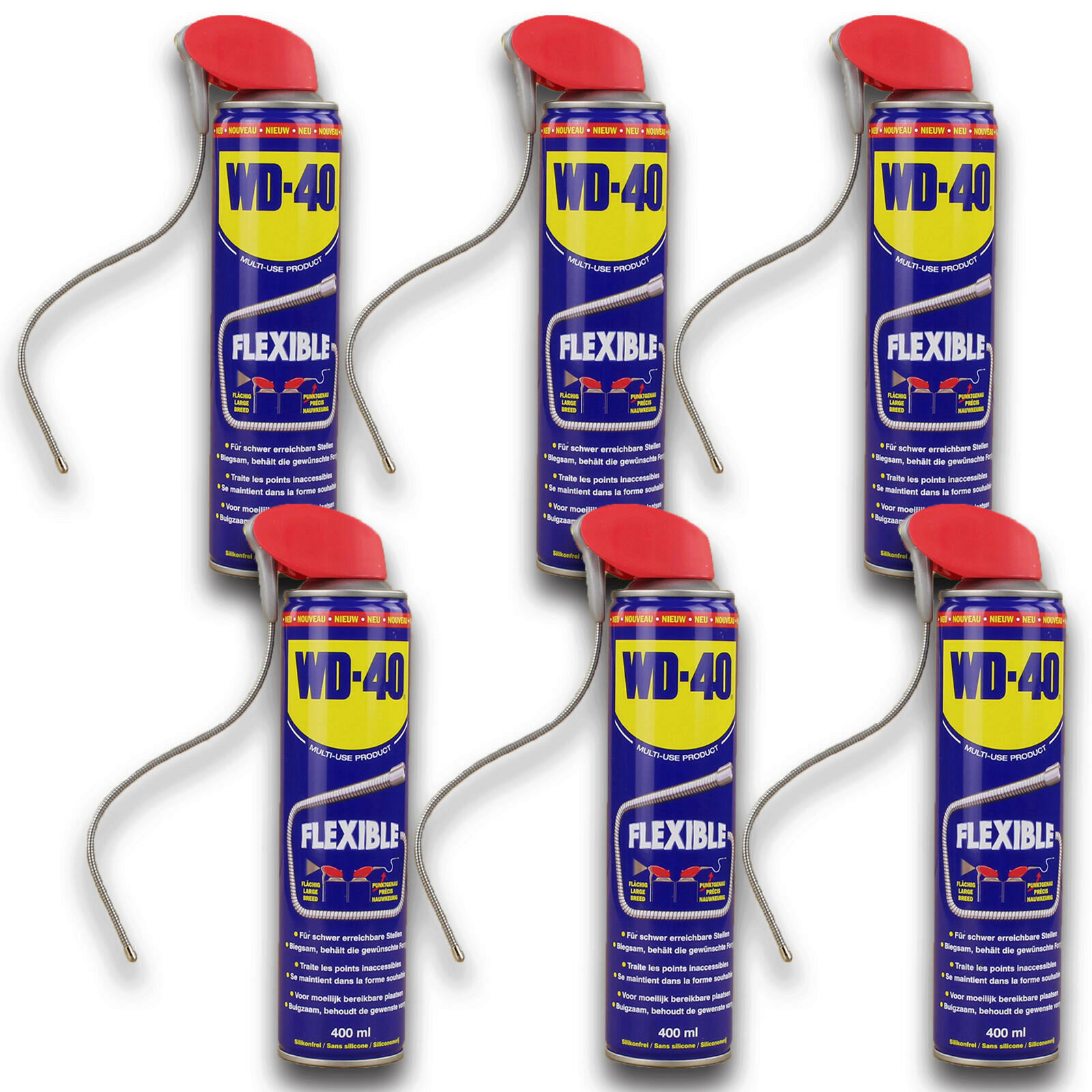 6x 400ml WD-40 Multifunktionsprodukt Flexible Kriechöl Multifunktionsöl Spray