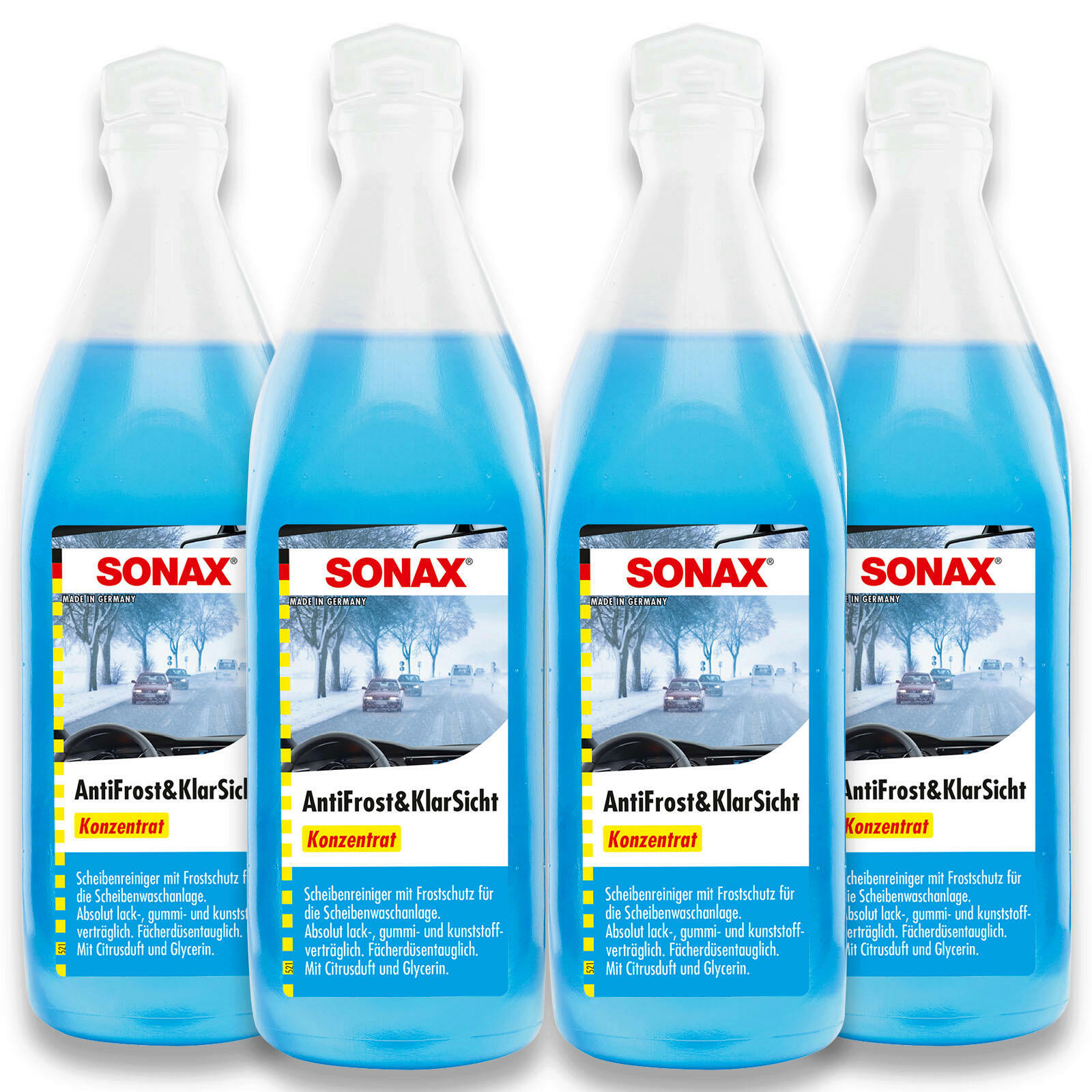 4x 250ml SONAX AntiFrost&KlarSicht Konzentrat Frostschutzmittel mit Citrusduft