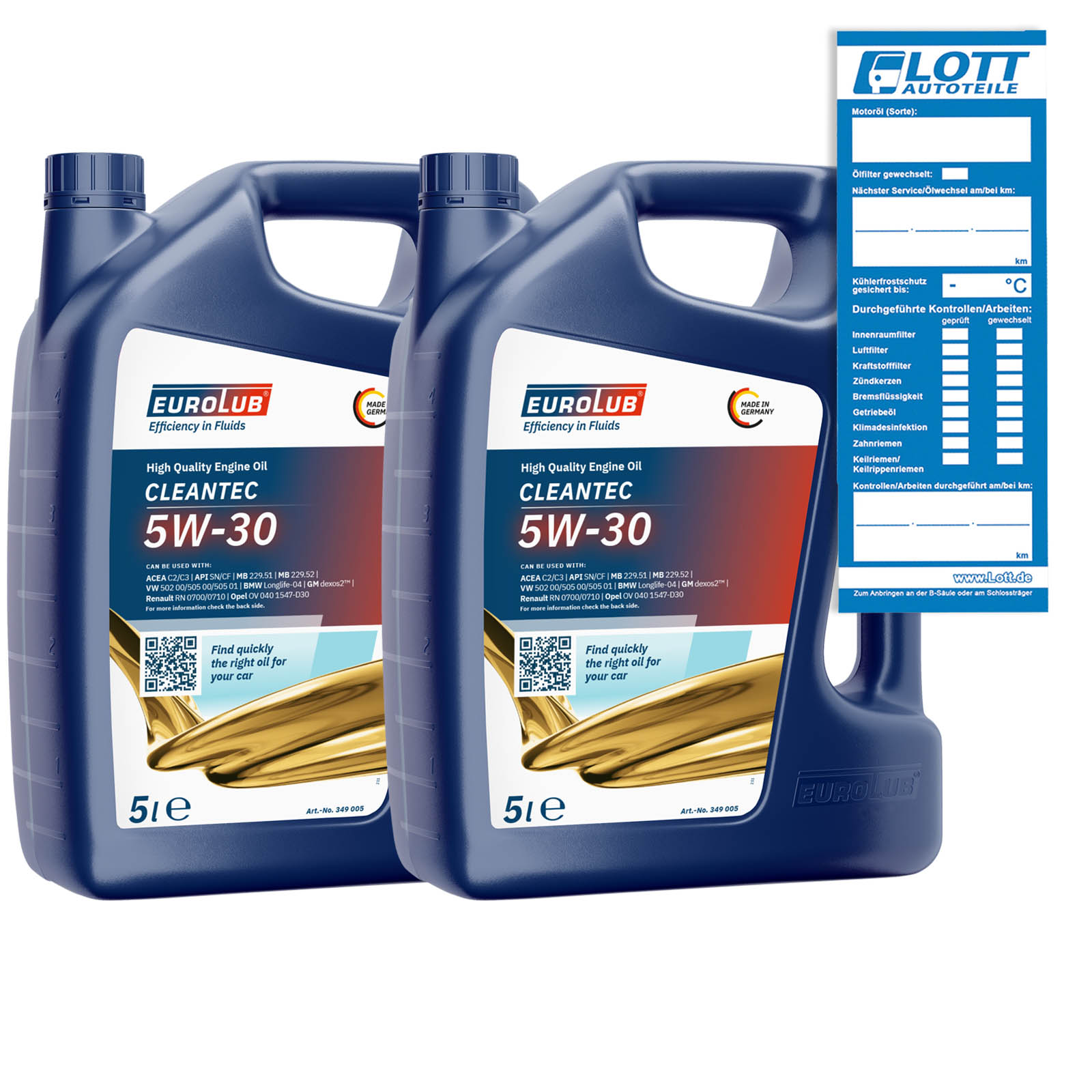 10L Eurolub Cleantec Motoröl 5W-30 VW 502.00 505.00 MB.229.51 229.52 GM ...