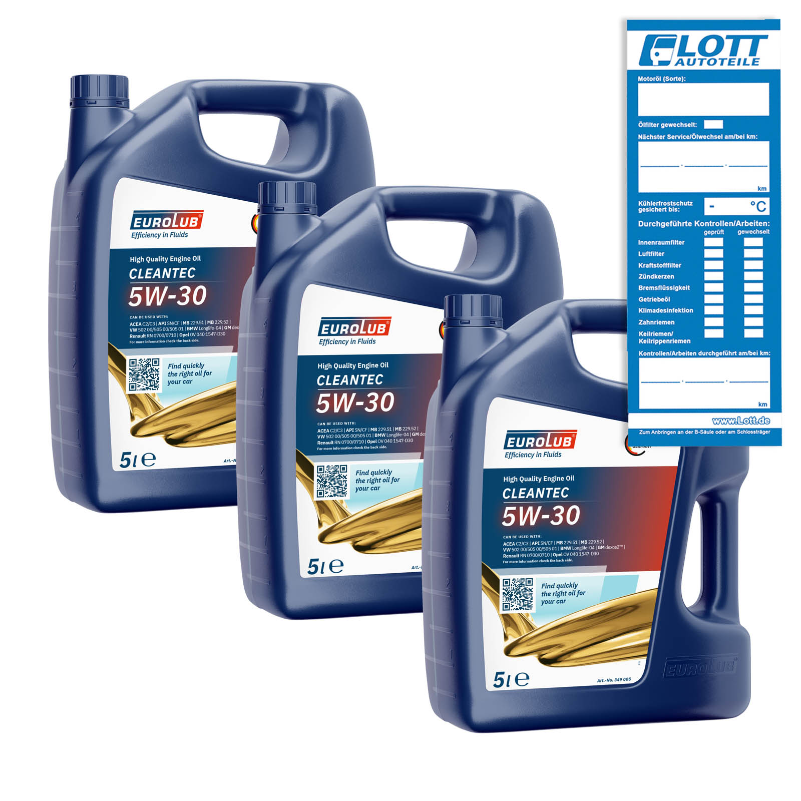 15L Eurolub Cleantec Motoröl 5W-30 VW 502.00 505.00 MB.229.51 229.52 GM ...