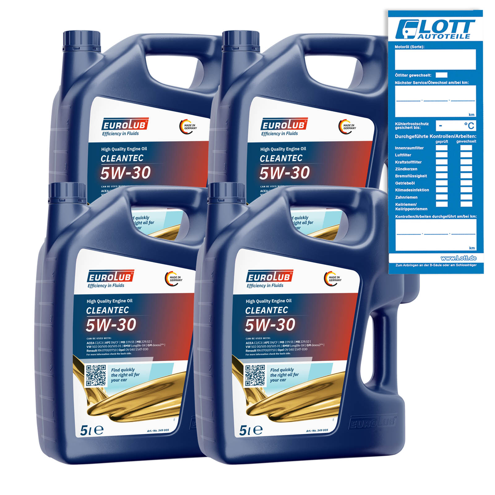 20L Eurolub Cleantec Motoröl 5W-30 VW 502.00 505.00 MB.229.51 229.52 GM ...