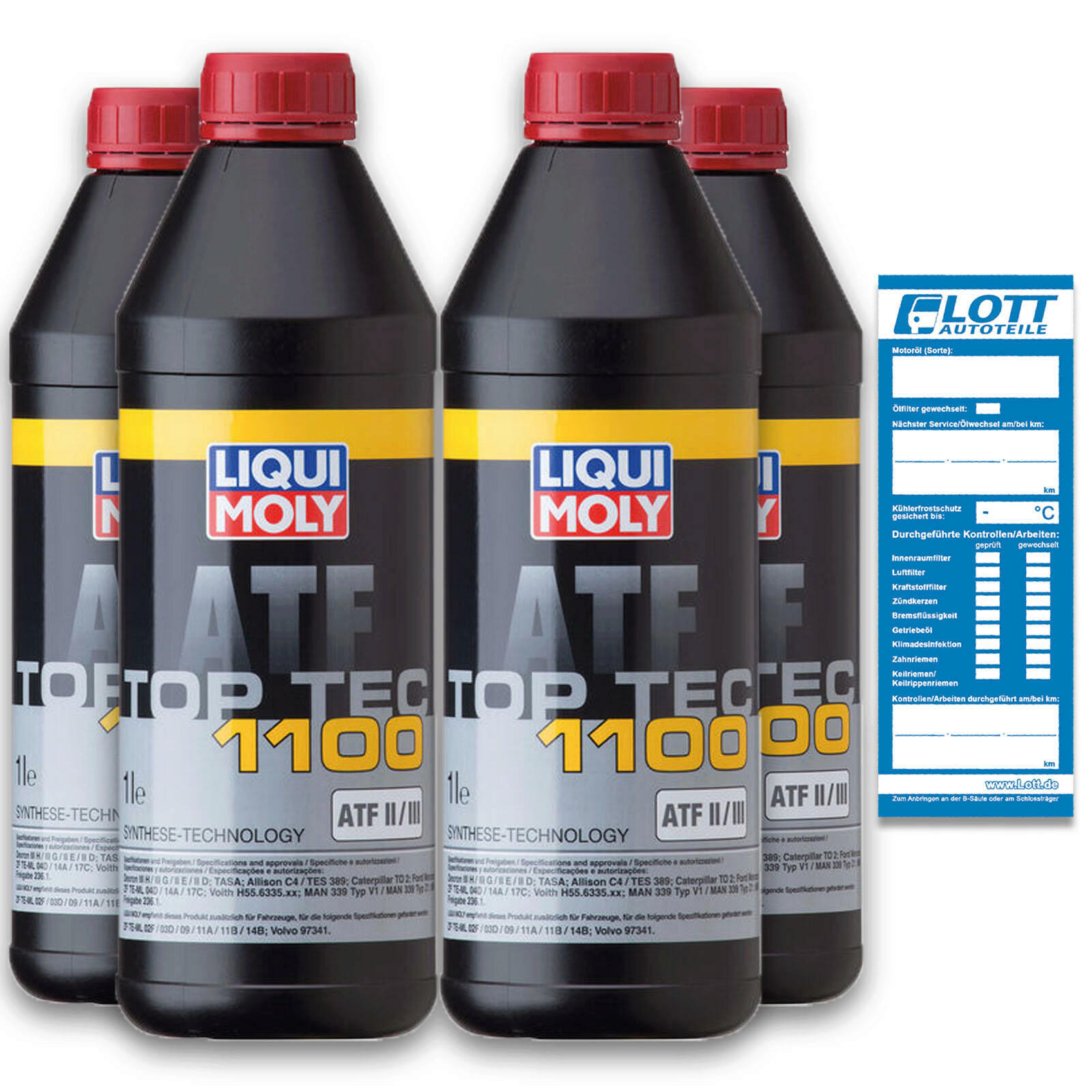 4x 1 Liter Liqui Moly Automatikgetriebeöl Getriebeöl Top Tec ATF 11...