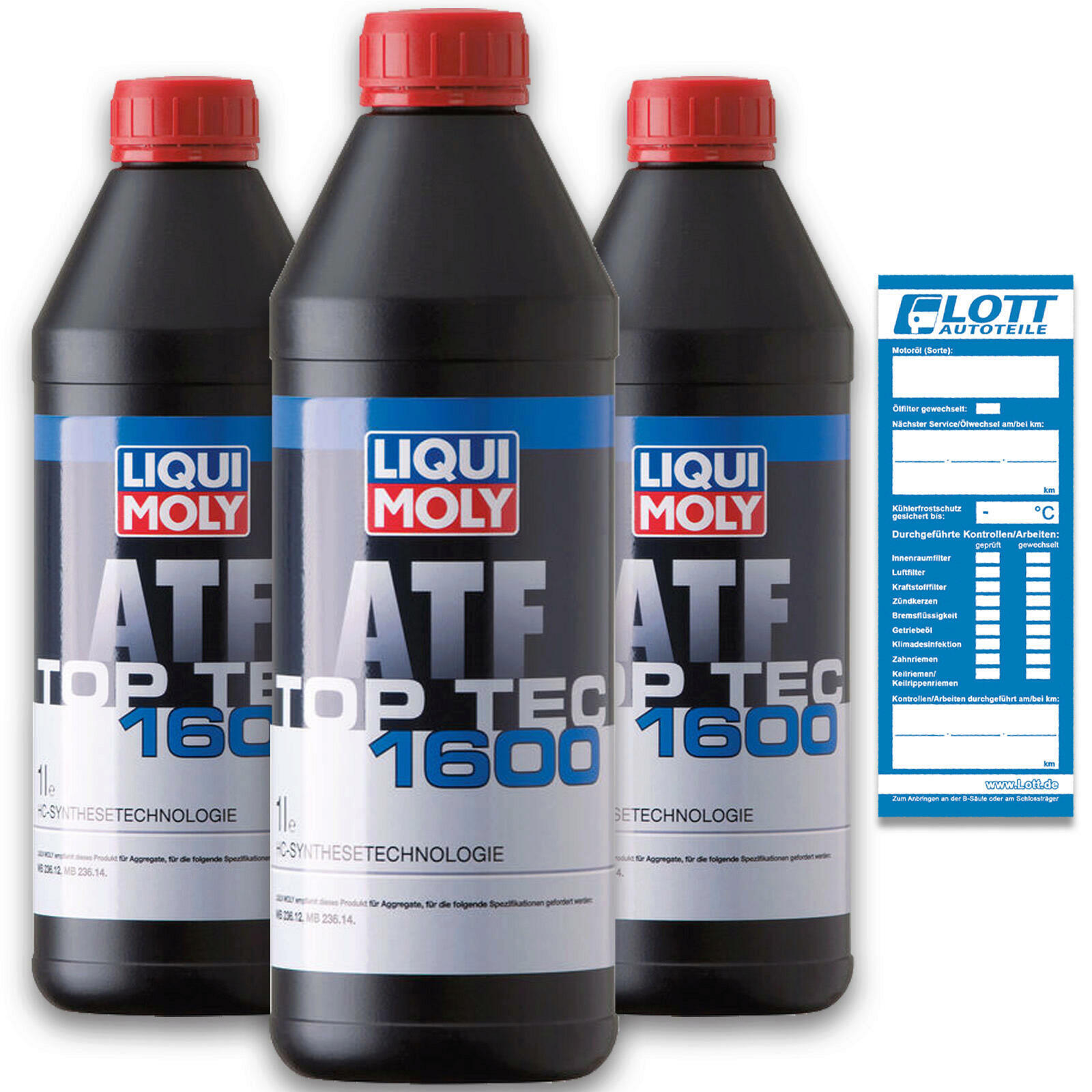 3x 1 Liter Liqui Moly Automatikgetriebeöl Getriebe 3 L Top Tec ATF 1600 / 3659