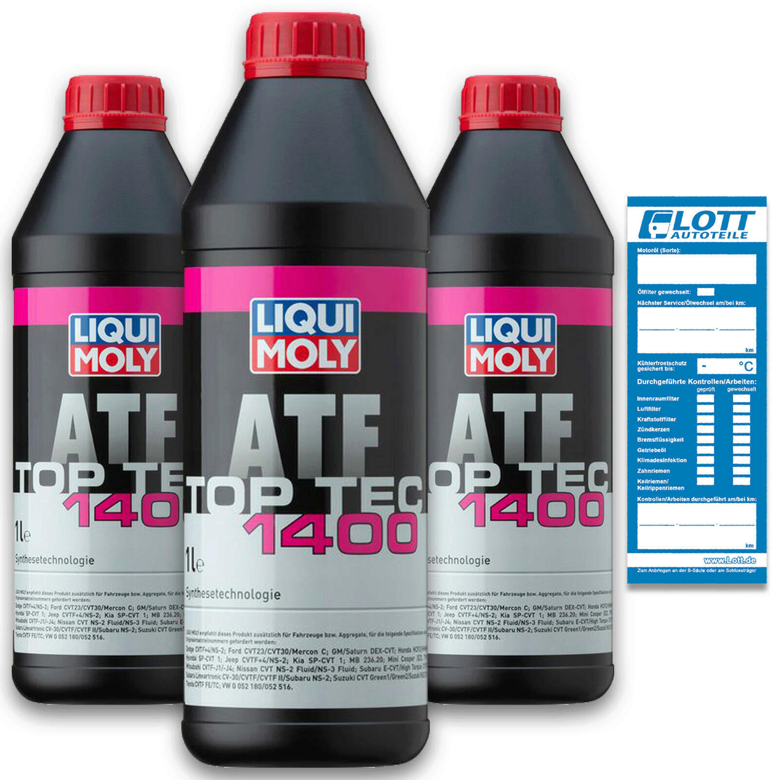 3x 1 Liter Liqui Moly Automatikgetriebeöl Getriebeöl 3 L Top Tec ATF 1400 / 3662