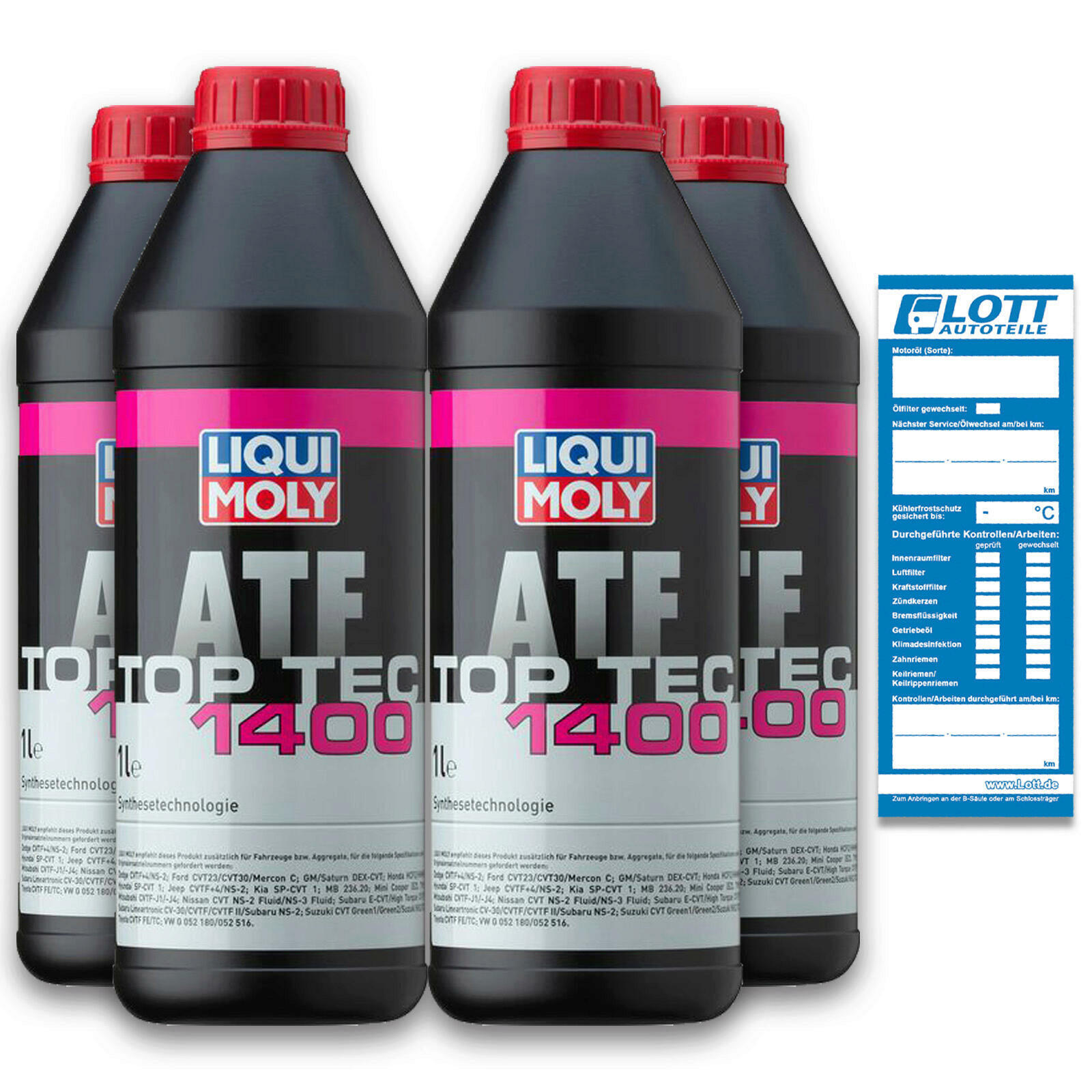 4x 1 Liter Liqui Moly Automatikgetriebeöl Getriebeöl 4 L Top Tec ATF 1400 / 3662