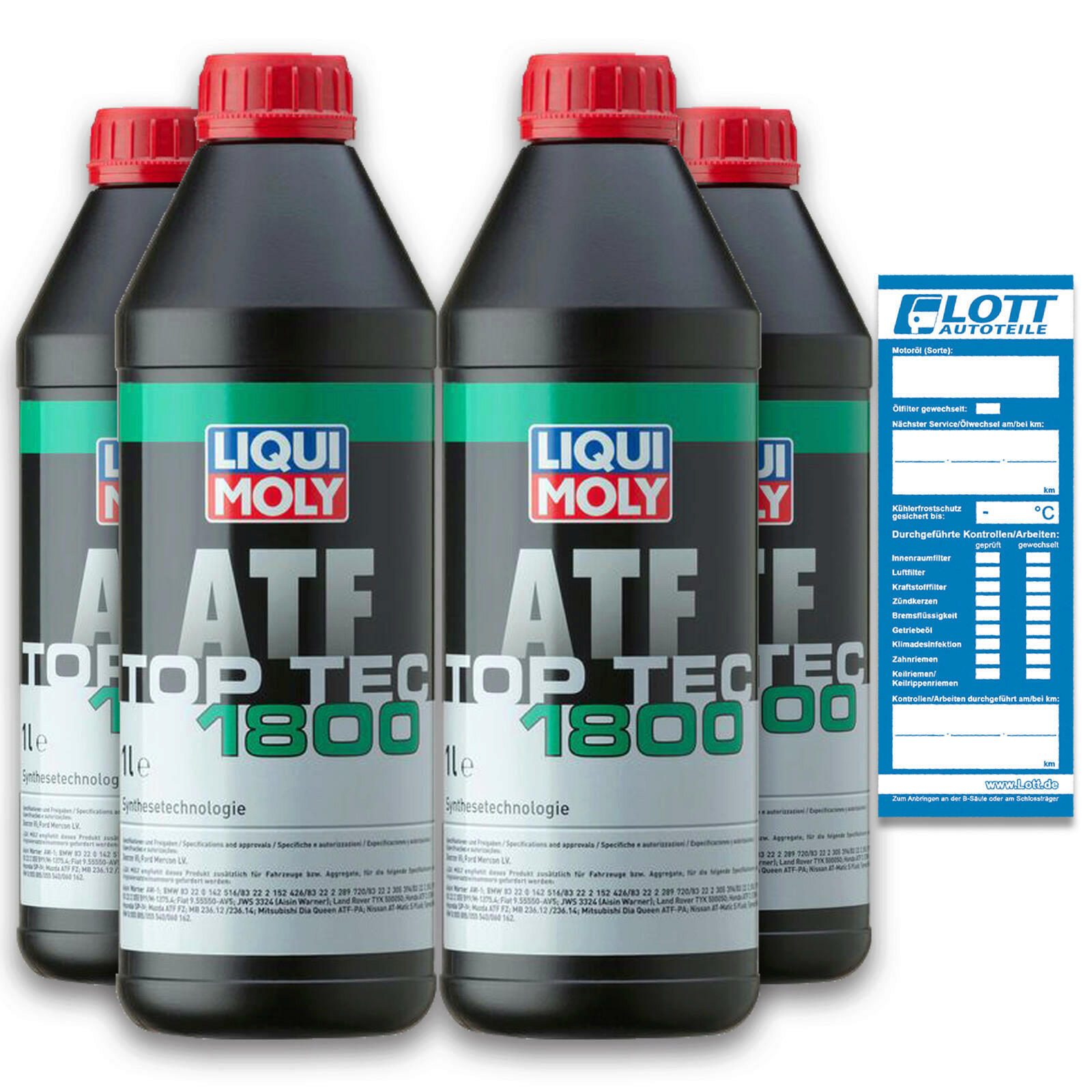 4x 1 Liter Liqui Moly Automatikgetriebeöl Getriebeöl 4L Top Tec ATF 1800 / 3687