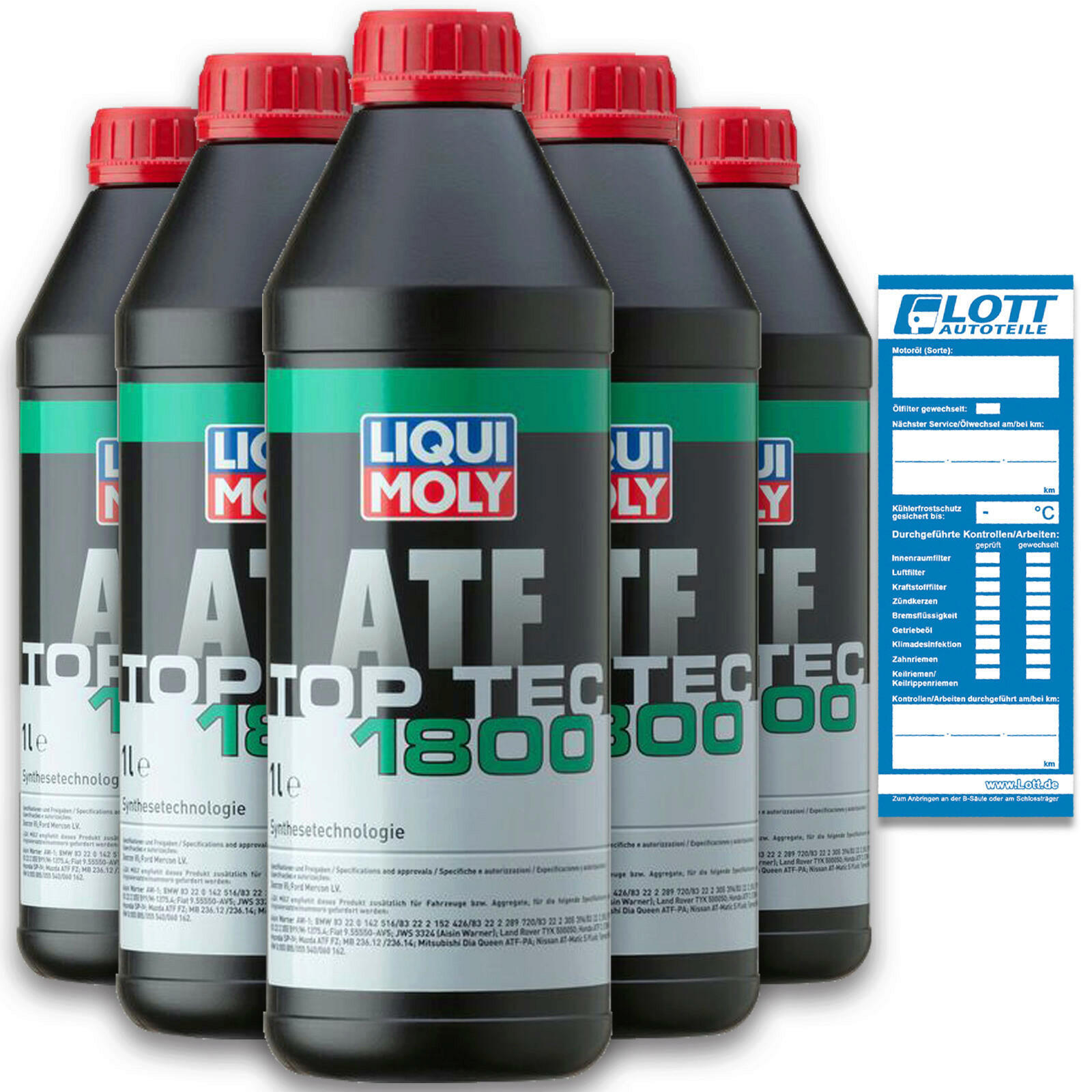5x 1 Liter Liqui Moly Automatikgetriebeöl Getriebeöl 5L Top Tec ATF 1800 / 3687