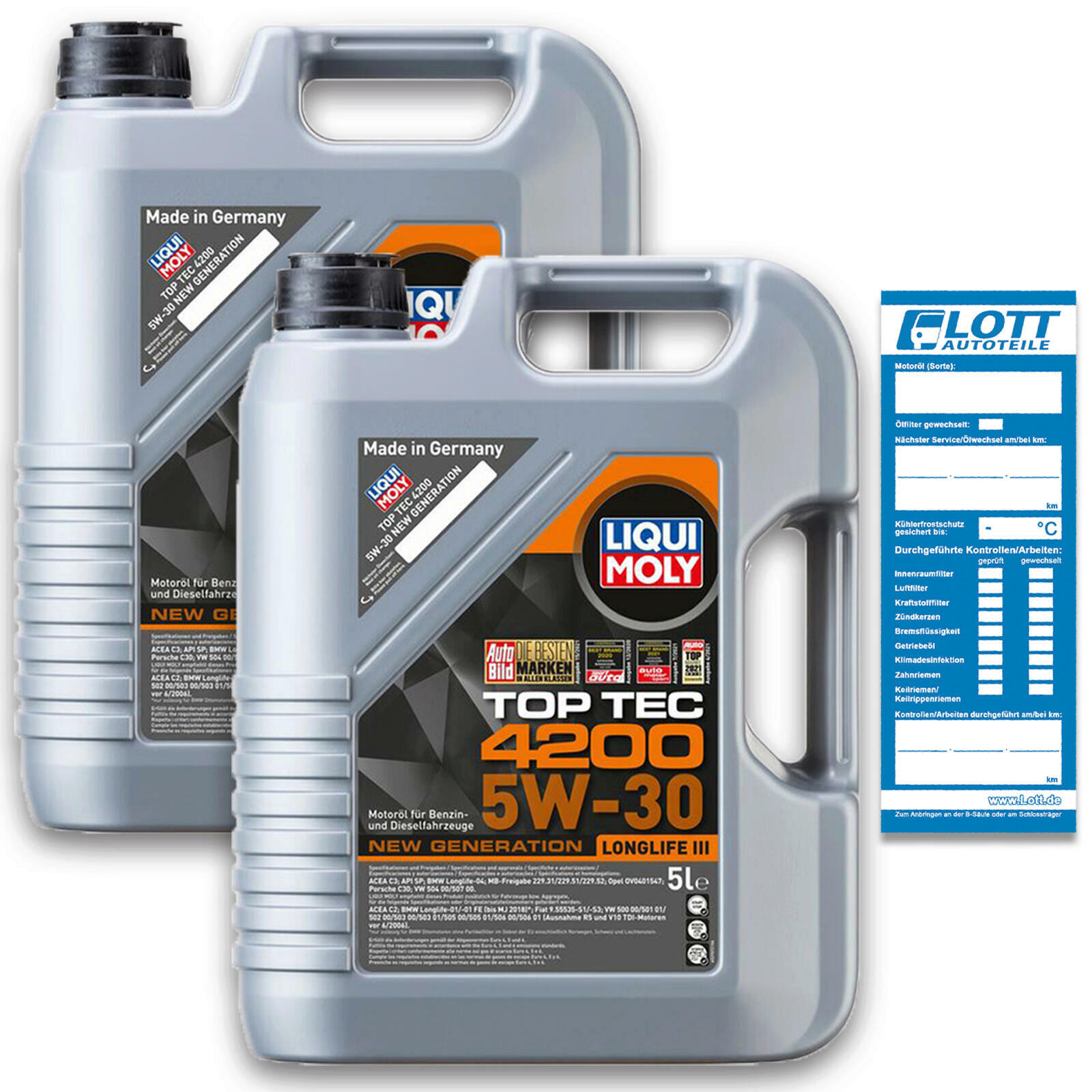 2x 5L LIQUI MOLY Top Tec 4200 Longlife 3 5W-30 5W30 Motoröl VW 504.00 50...