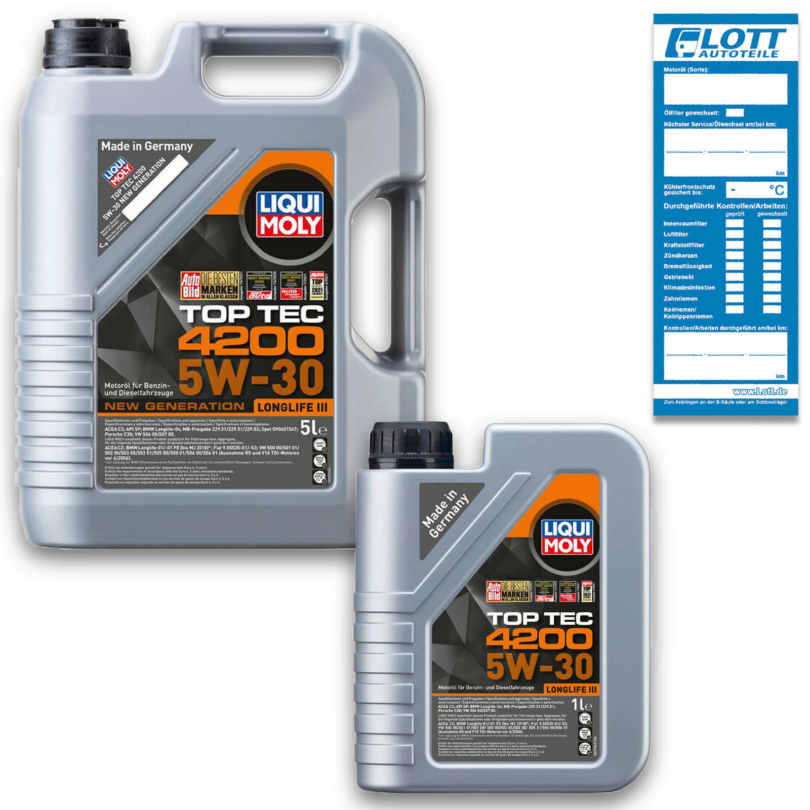 6L Liqui Moly Motoröl Top Tec 4200 Öl 5W-30 VW 504.00 507.00 BMW Lo...