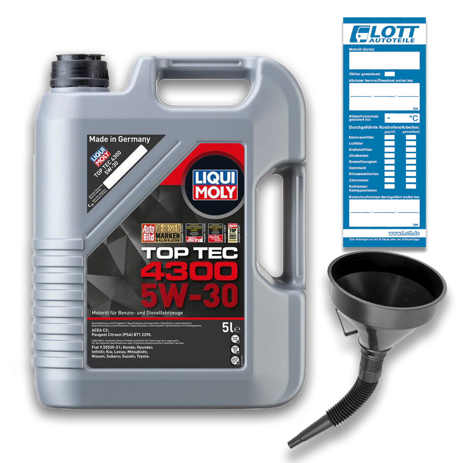Original LIQUI MOLY Motoröl Top Tec 4300 5W30 // 5 Liter // 3741 + Trich...