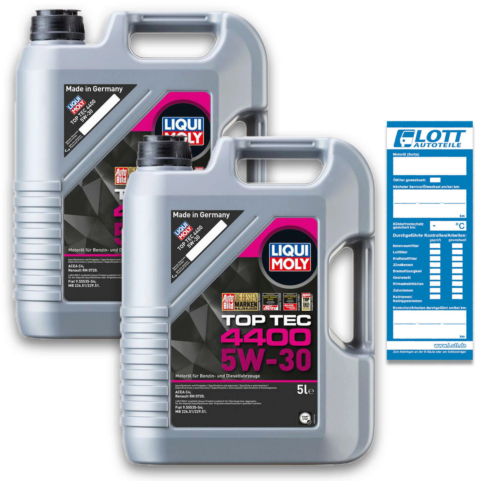 2x 5 Liter Liqui Moly Motorenöl Motoröl Motorenoel 10 L Top Tec 440...