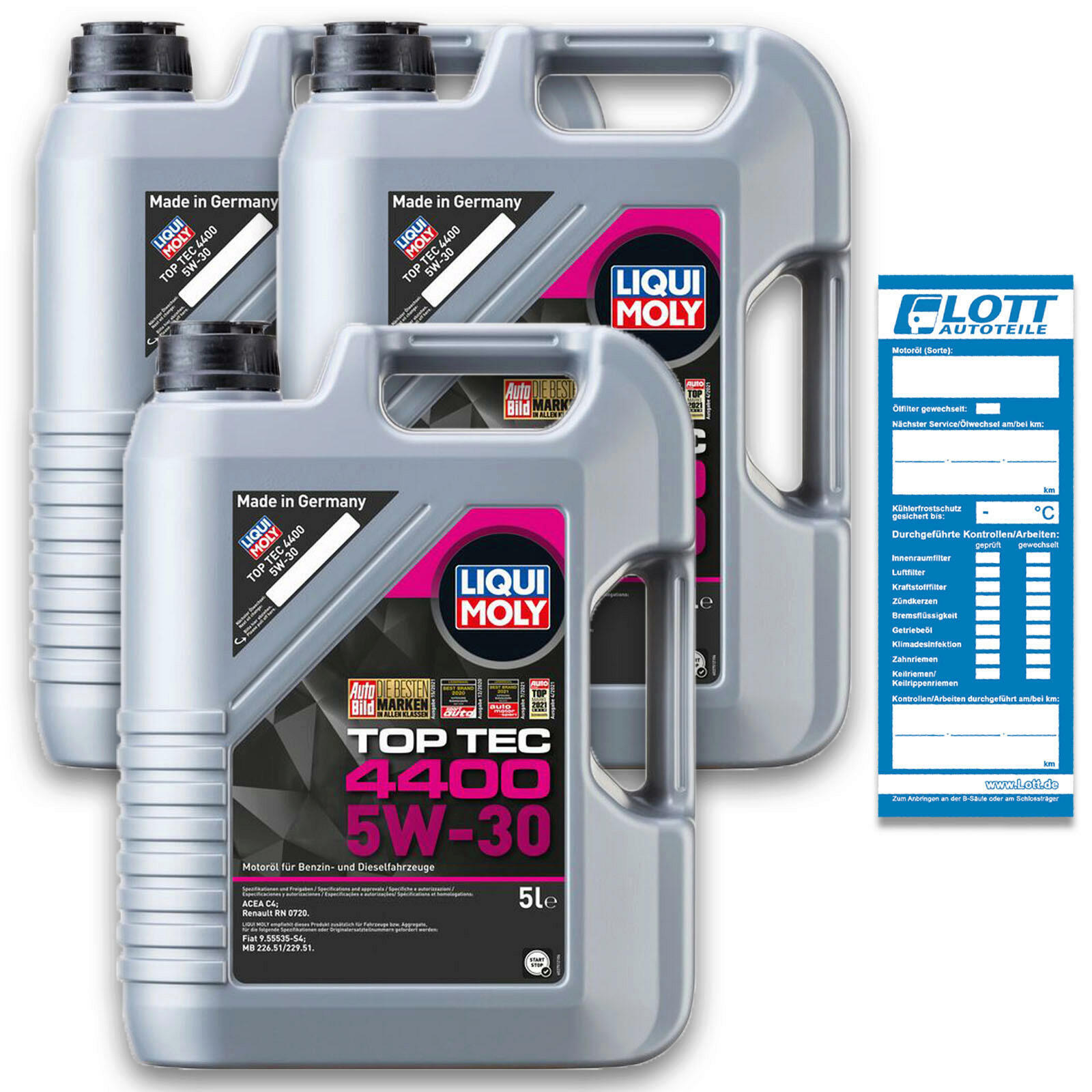 3x 5 Liter Liqui Moly Motorenöl Motoröl Motorenoel 15 L Top Tec 440...