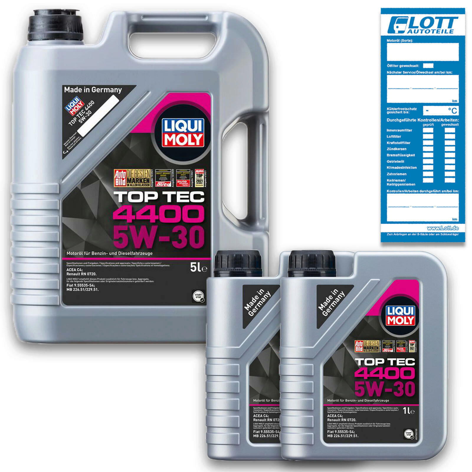 7 Liter Liqui Moly Motorenöl Motoröl Motorenoel Oil Ö Top Tec 4400 5W-30 3751