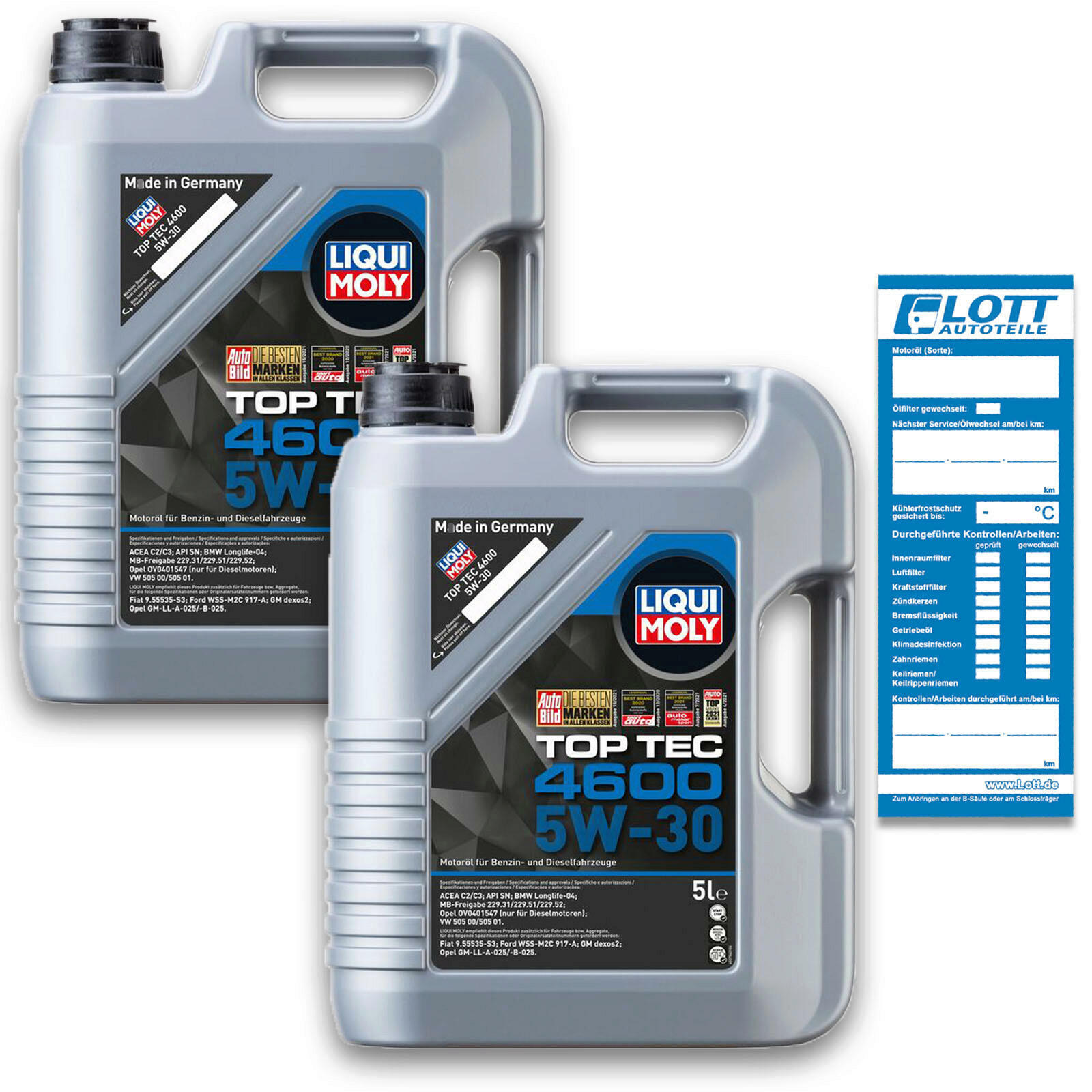 2x 5 Liter Liqui Moly Motorenöl Motoröl Top Tec 4600 5W-30 Motoreno...