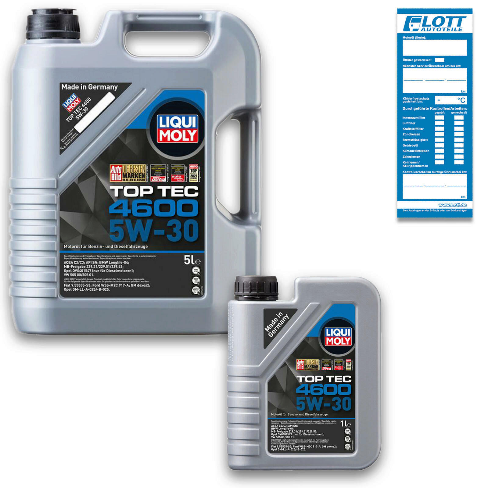 6 Liter Liqui Moly Motorenöl Motoröl Top Tec 4600 5W-30 Motorenoel ...