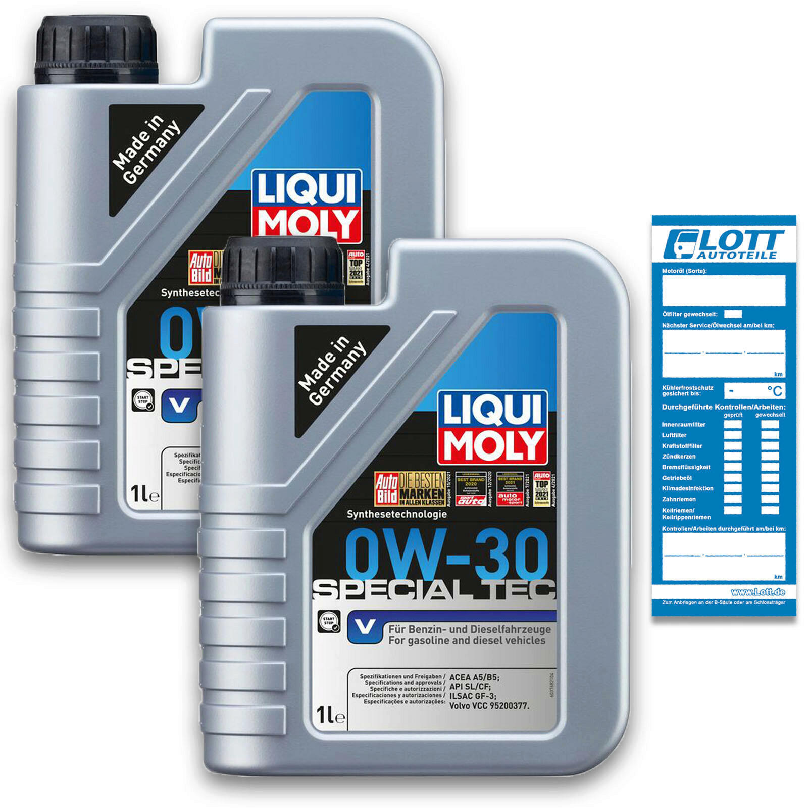 2x 1 Liter Liqui Moly Motorenöl Motoröl Special Tec V 0W-30 2 L Oil...