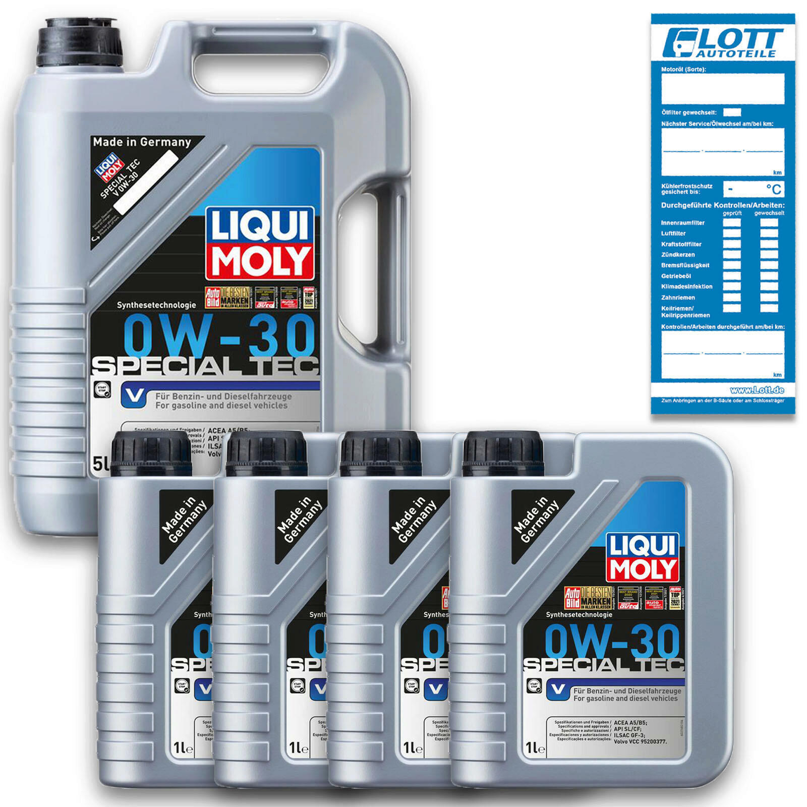 9 Liter Liqui Moly Motorenöl Motoröl Special Tec V 0W-30 1x 5L 4x 1...