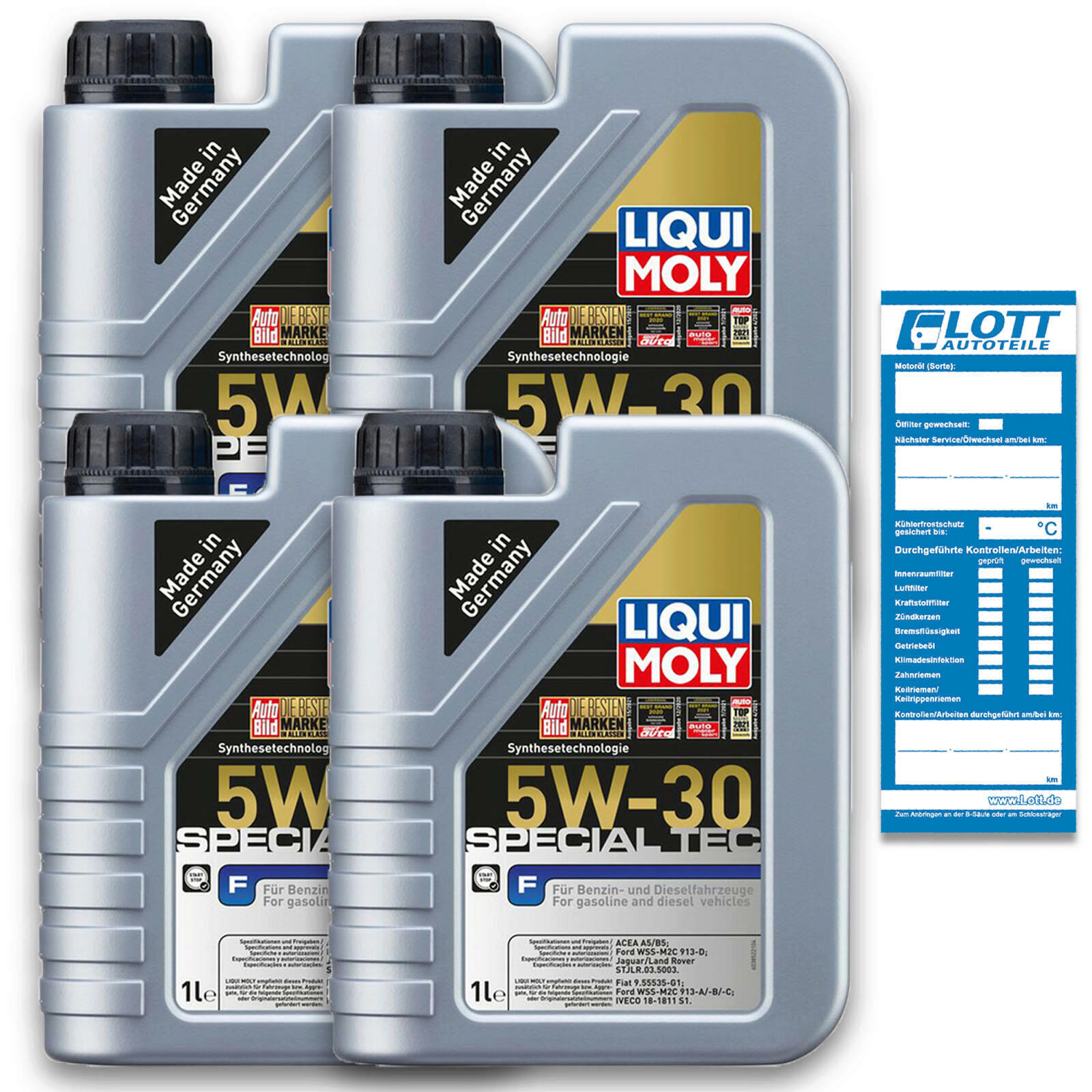 4x 1 Liter Liqui Moly Motorenöl Motoröl Special Tec F 5W-30 4 L Oil...